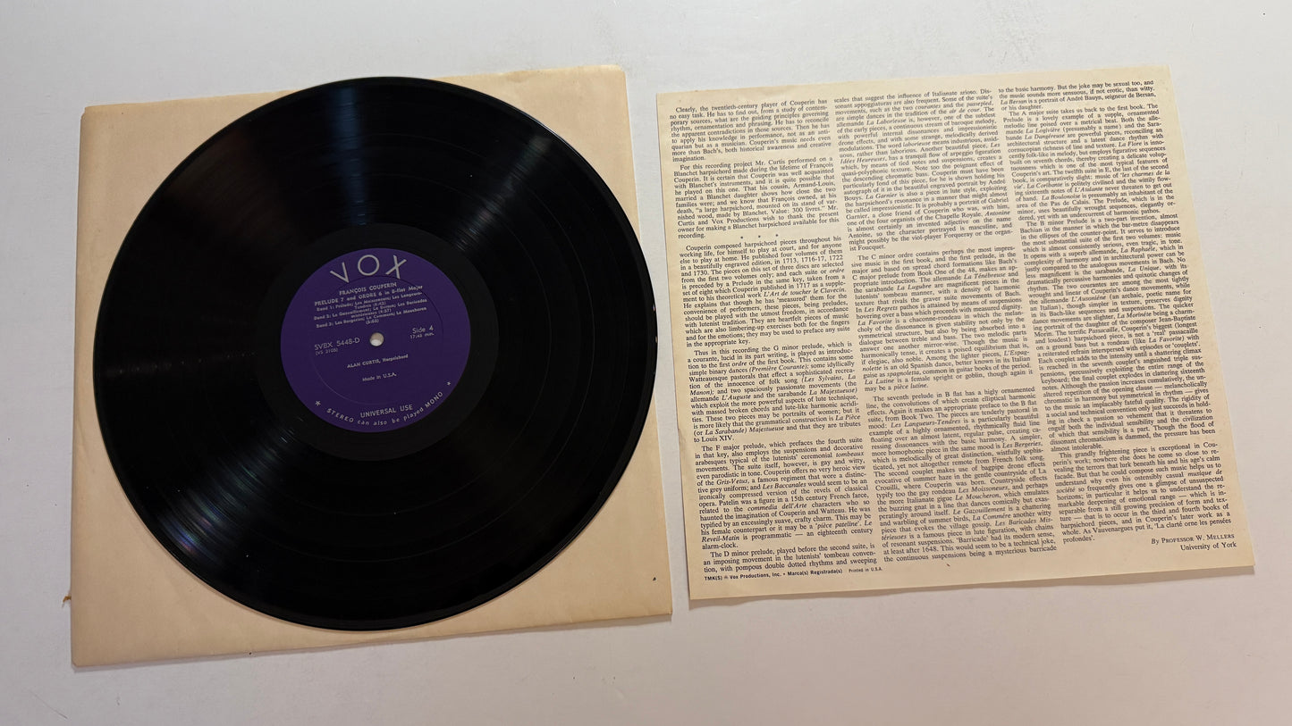 Francois Couperin 8 Preludes & Ordres Used Vinyl Box Set VG+\VG