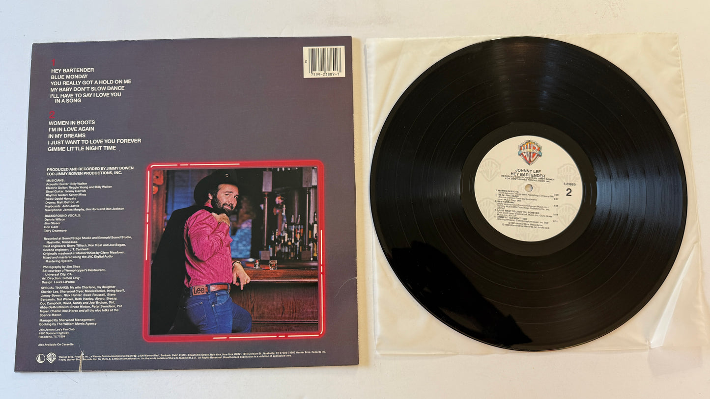 Johnny Lee Hey Bartender Used Vinyl LP VG+\VG