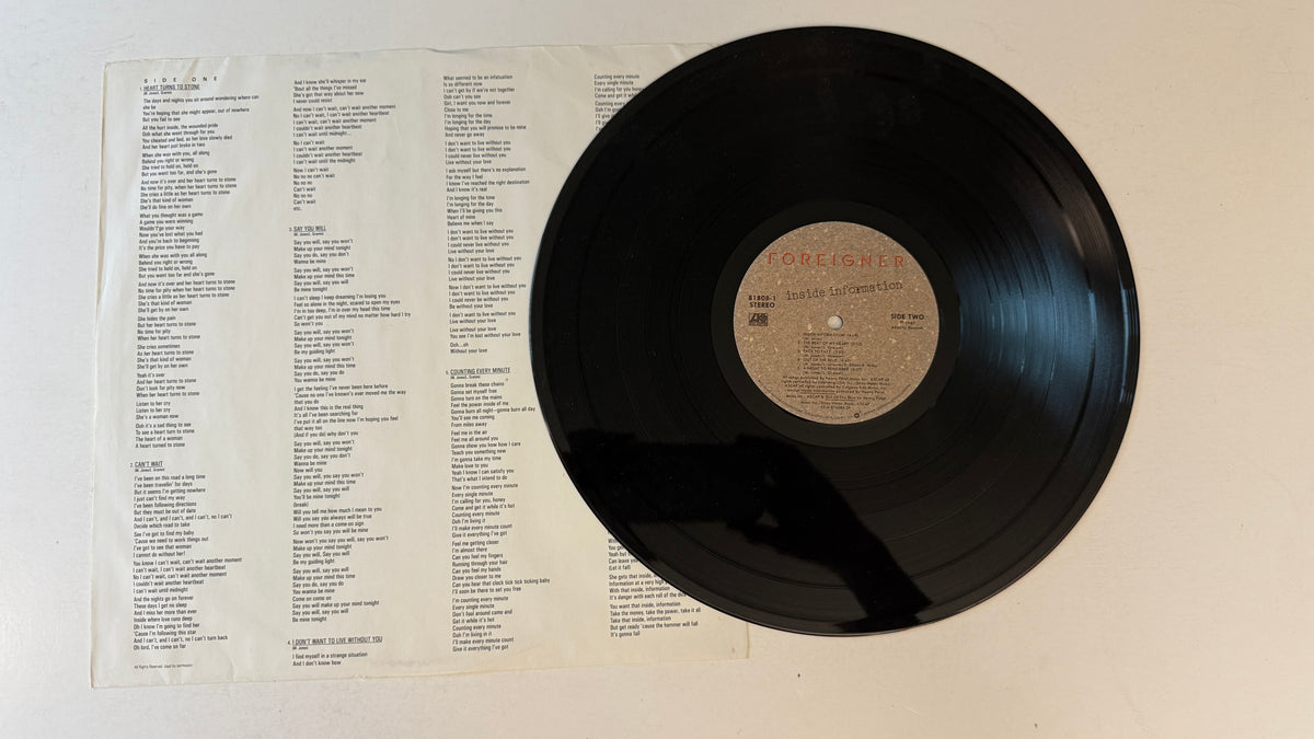 Foreigner Inside Information Used Vinyl LP VG+\VG+
