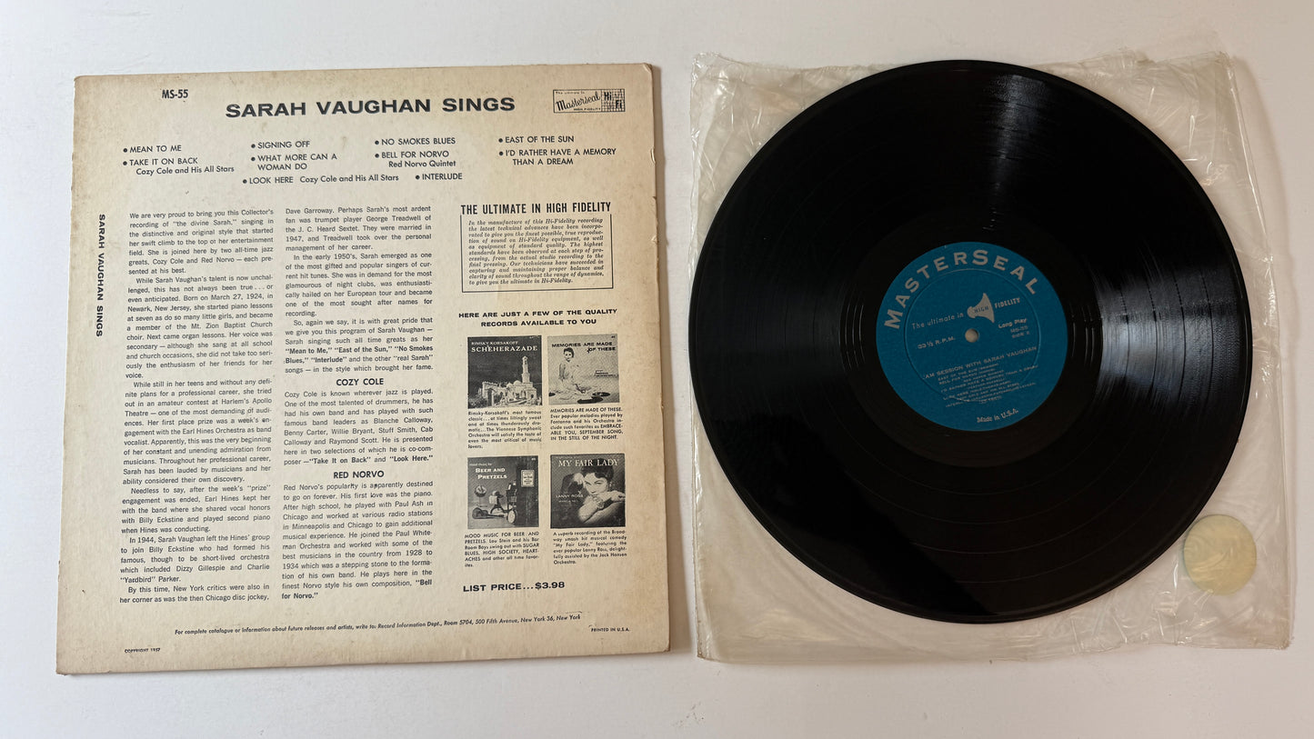 Sarah Vaughan Sarah Vaughan Sings Used Vinyl LP VG+\VG