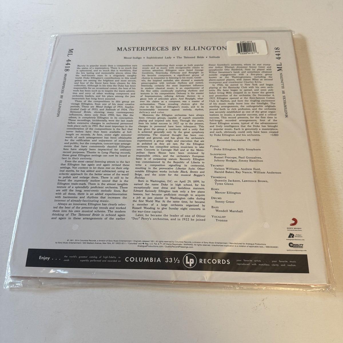 Duke Ellington And His Orchestra Masterpieces By Ellington New Audiophile Vinyl LP M\M