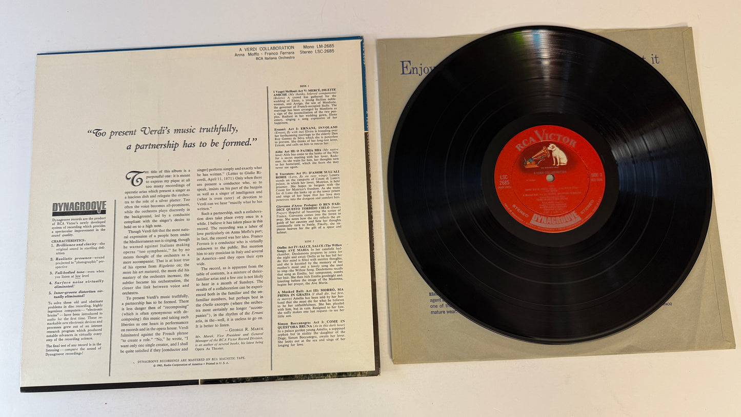 Anna Moffo A Verdi Collaboration Used Vinyl LP VG+\VG