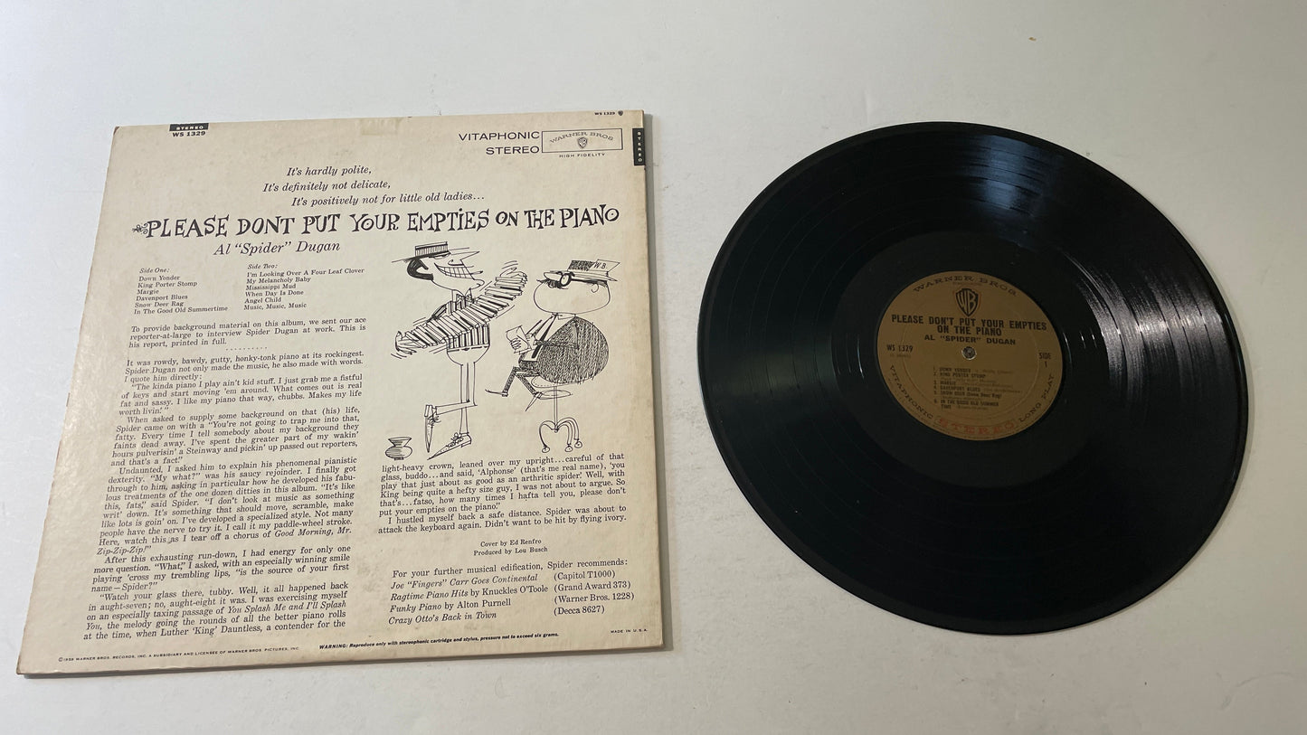 Al "Spider" Dugan Please Don't Put Your Empties On The Piano Used Vinyl LP VG+\VG+ Black