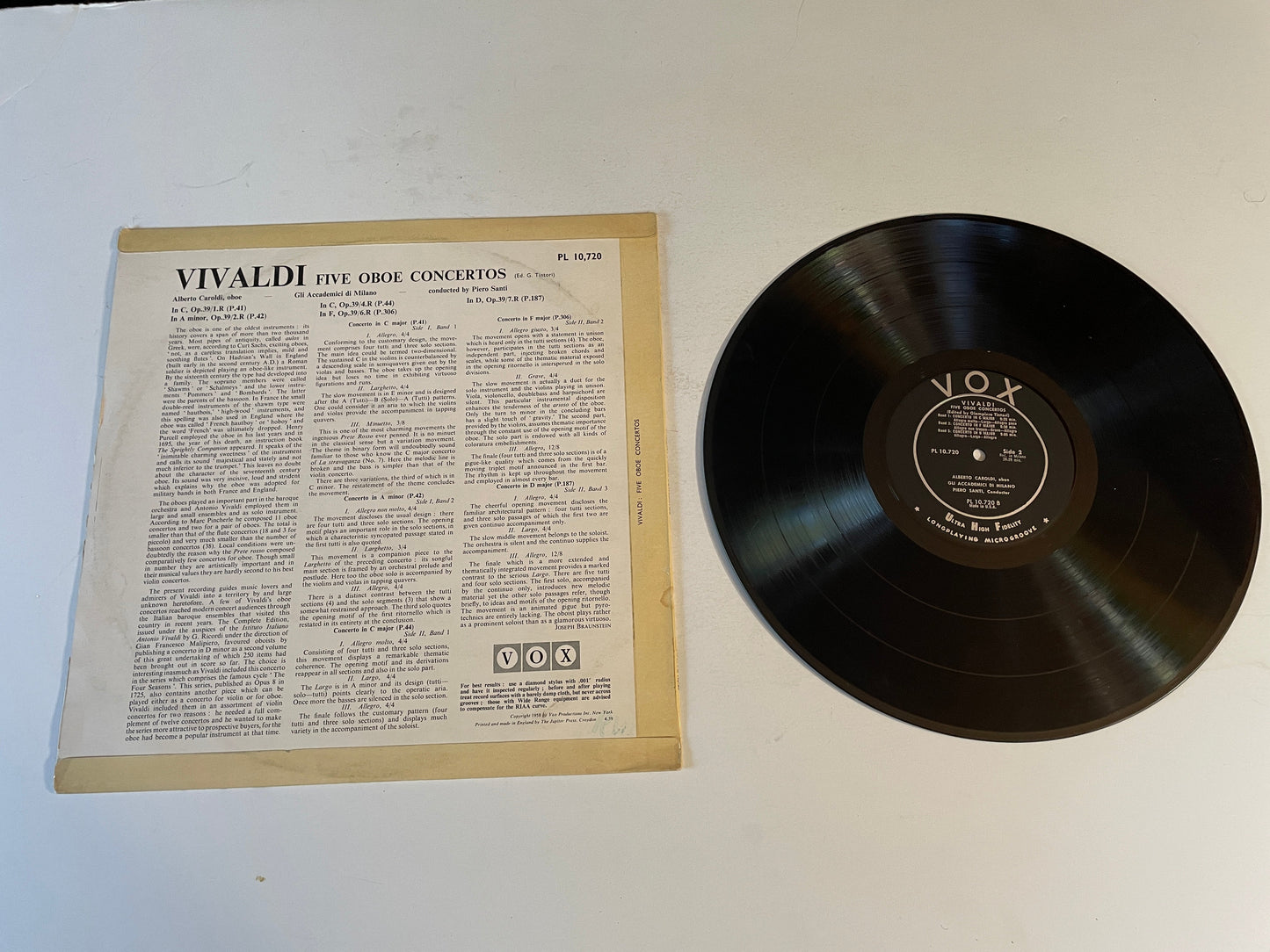 Alberto Caroldi 5 Oboe Concertos Used Vinyl LP VG+\G+ Black