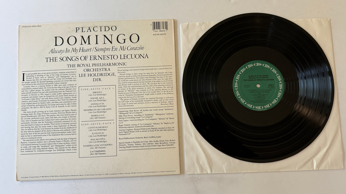 Placido Domingo Always In My Heart (Siempre En Mi Corazón) Used Vinyl LP VG+\VG+