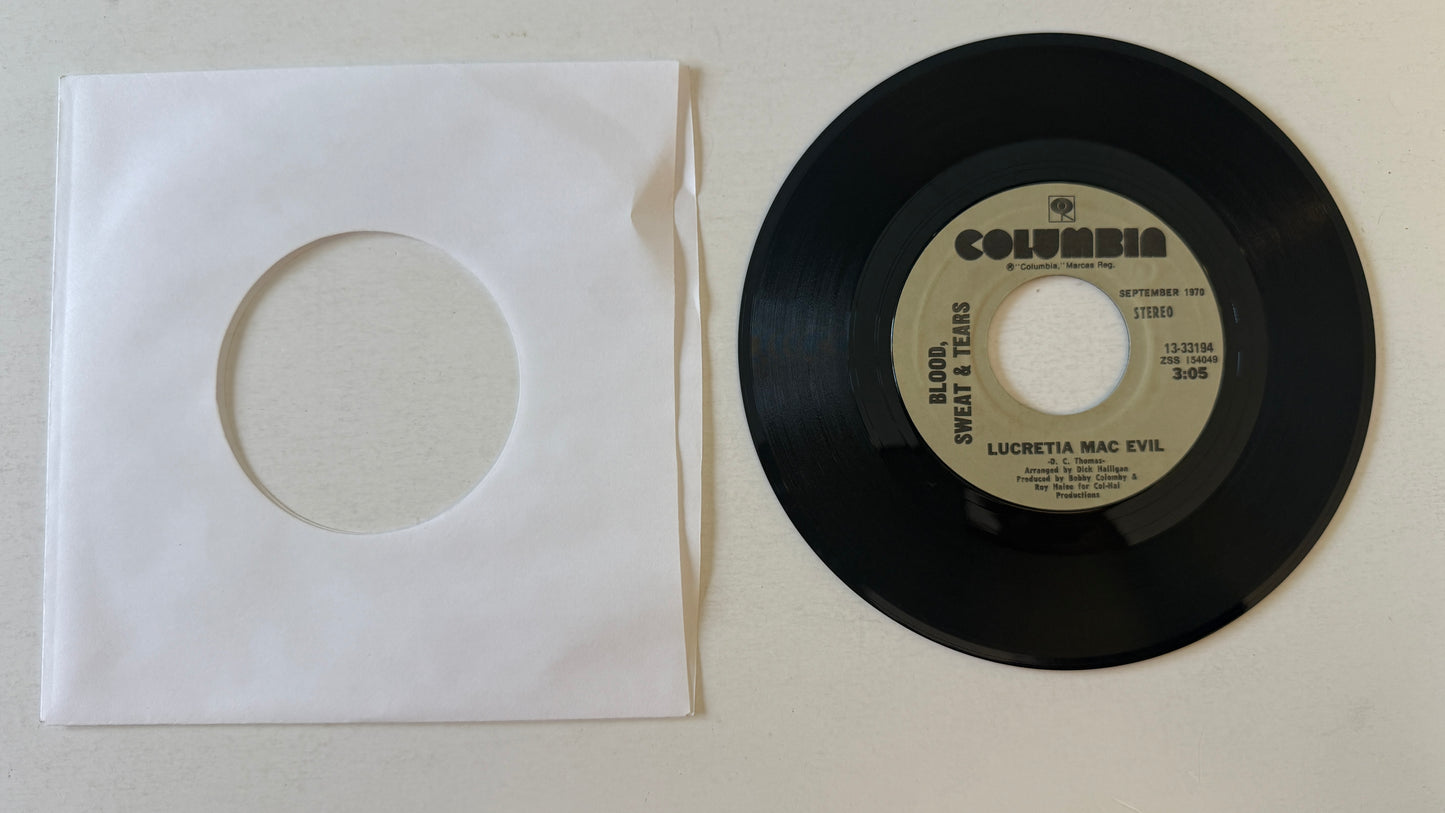 Blood, Sweat And Tears And When I Die / Lucretia Mac Evil Used 45 RPM 7" Vinyl VG+\