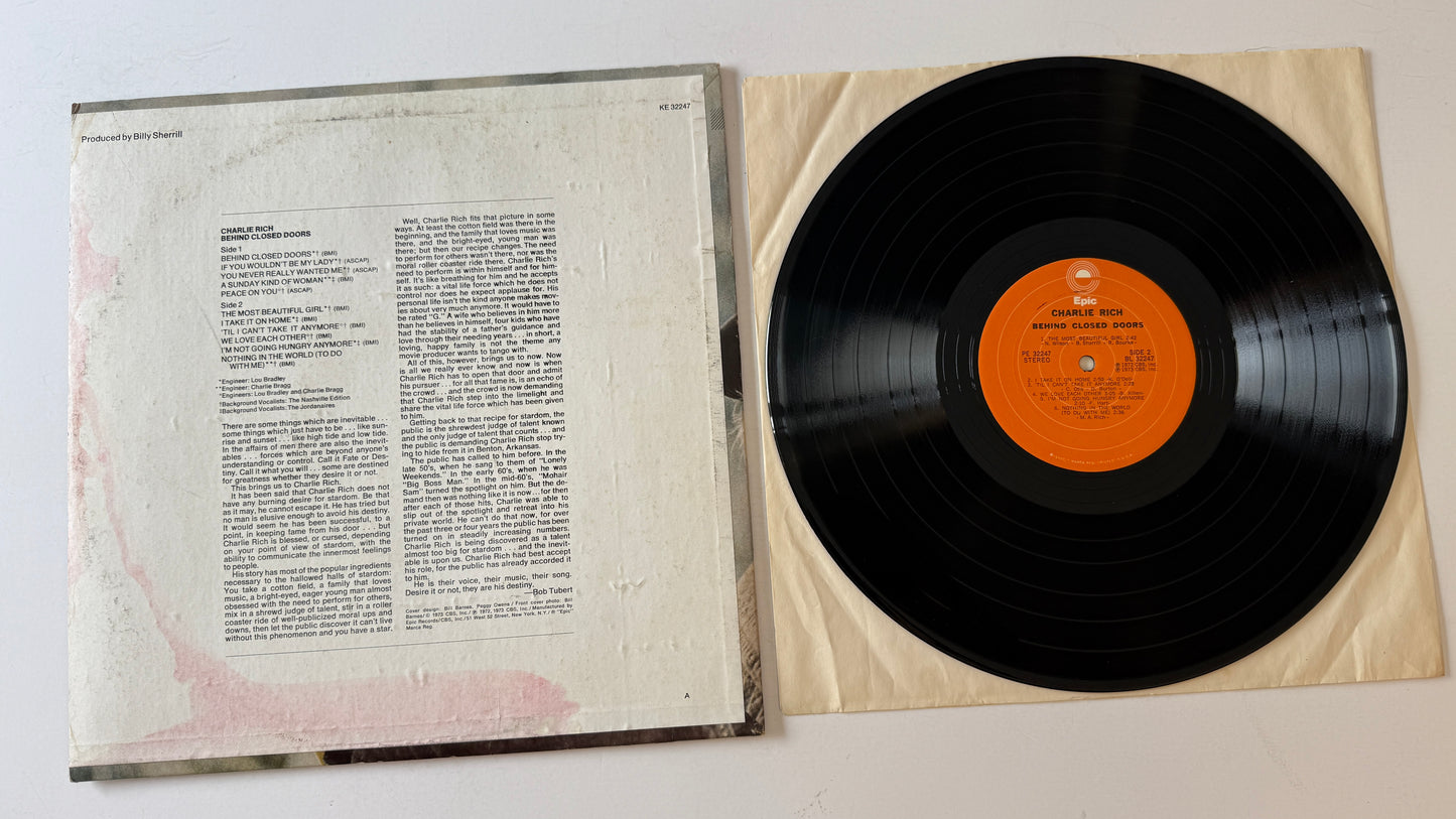 Charlie Rich Behind Closed Doors Used Vinyl LP VG+\VG