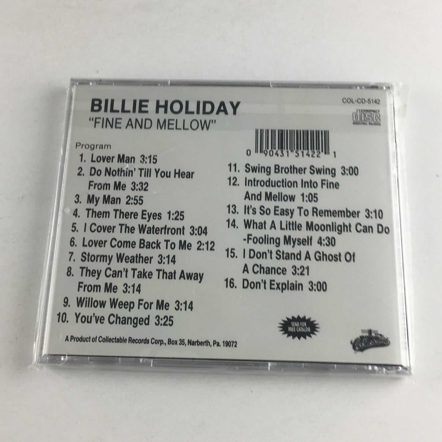 Billie Holiday Fine And Mellow Used CD NM\VG+ Silver