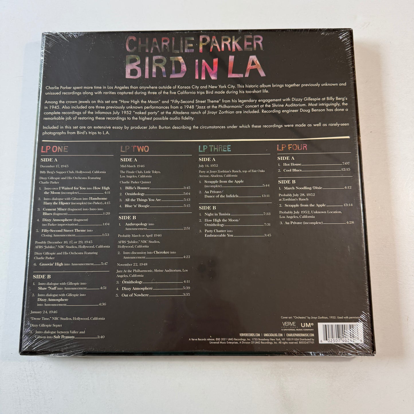 Charlie Parker Bird In LA New Vinyl Box Set M\M