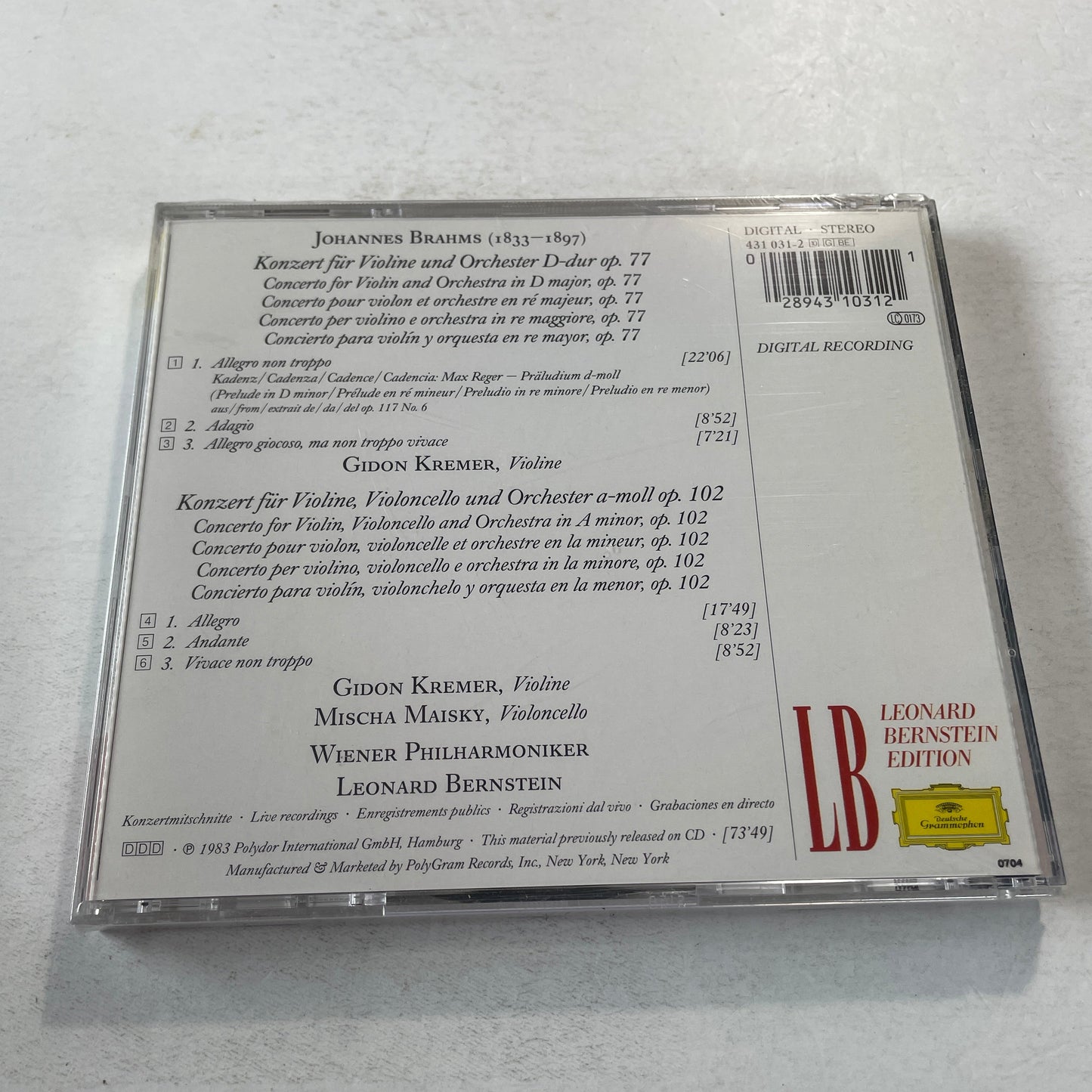 Brahms Bernstein Symphony No. 1 - Academic Festival Overture New Sealed CD M\M Silver