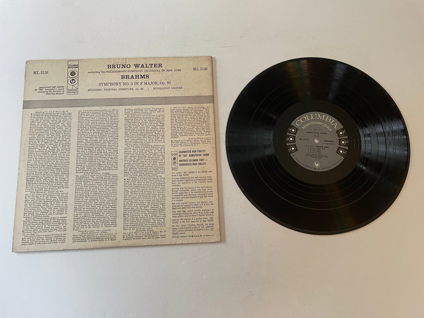 Brahms: Bruno Walter Symphony Brahms: Bruno Walter Symphony No. 3 Hungarian Dances Used Vinyl LP VG+\VG+ Black