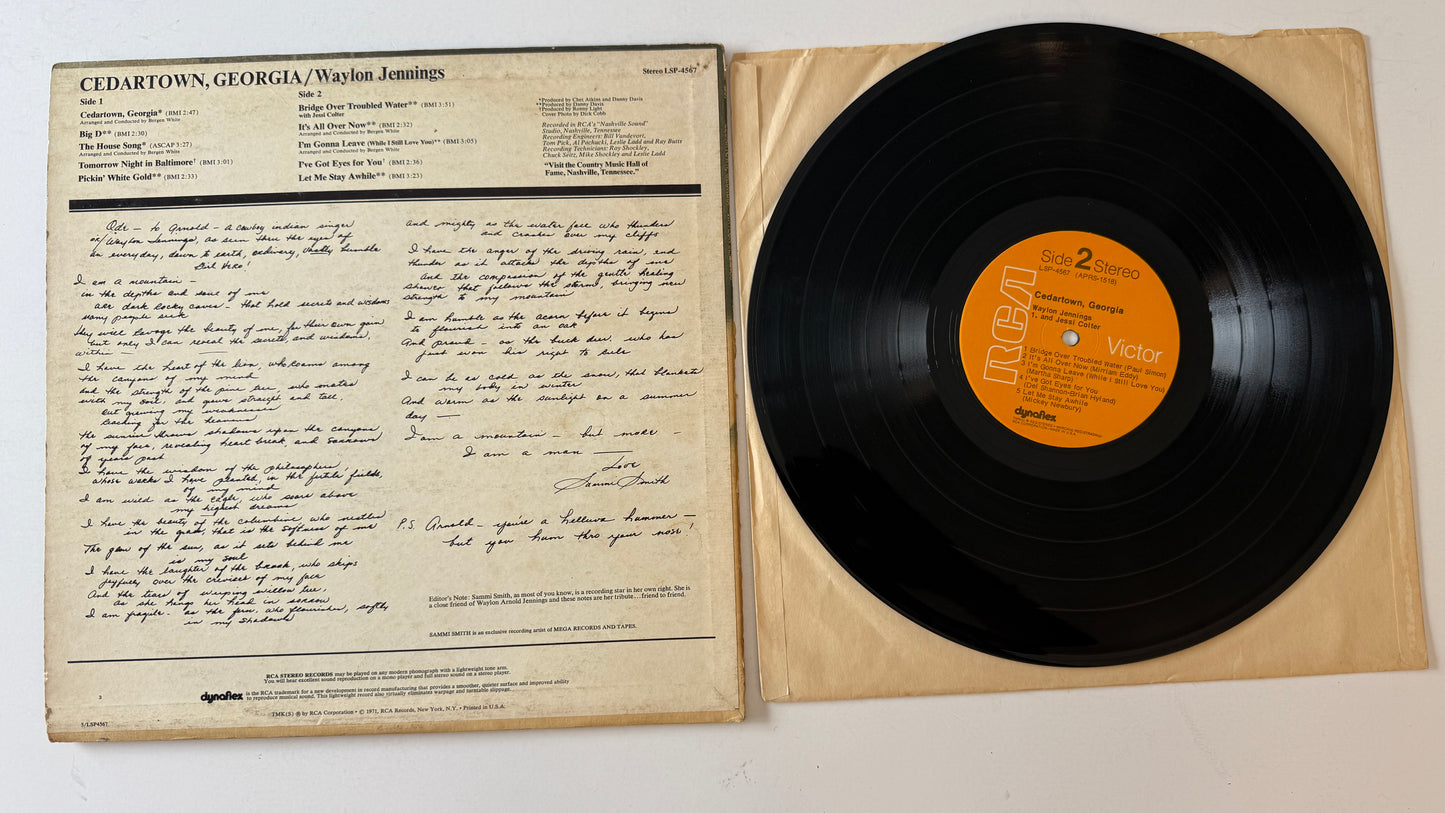 Waylon Jennings Cedartown, Georgia Used Vinyl LP VG+\VG