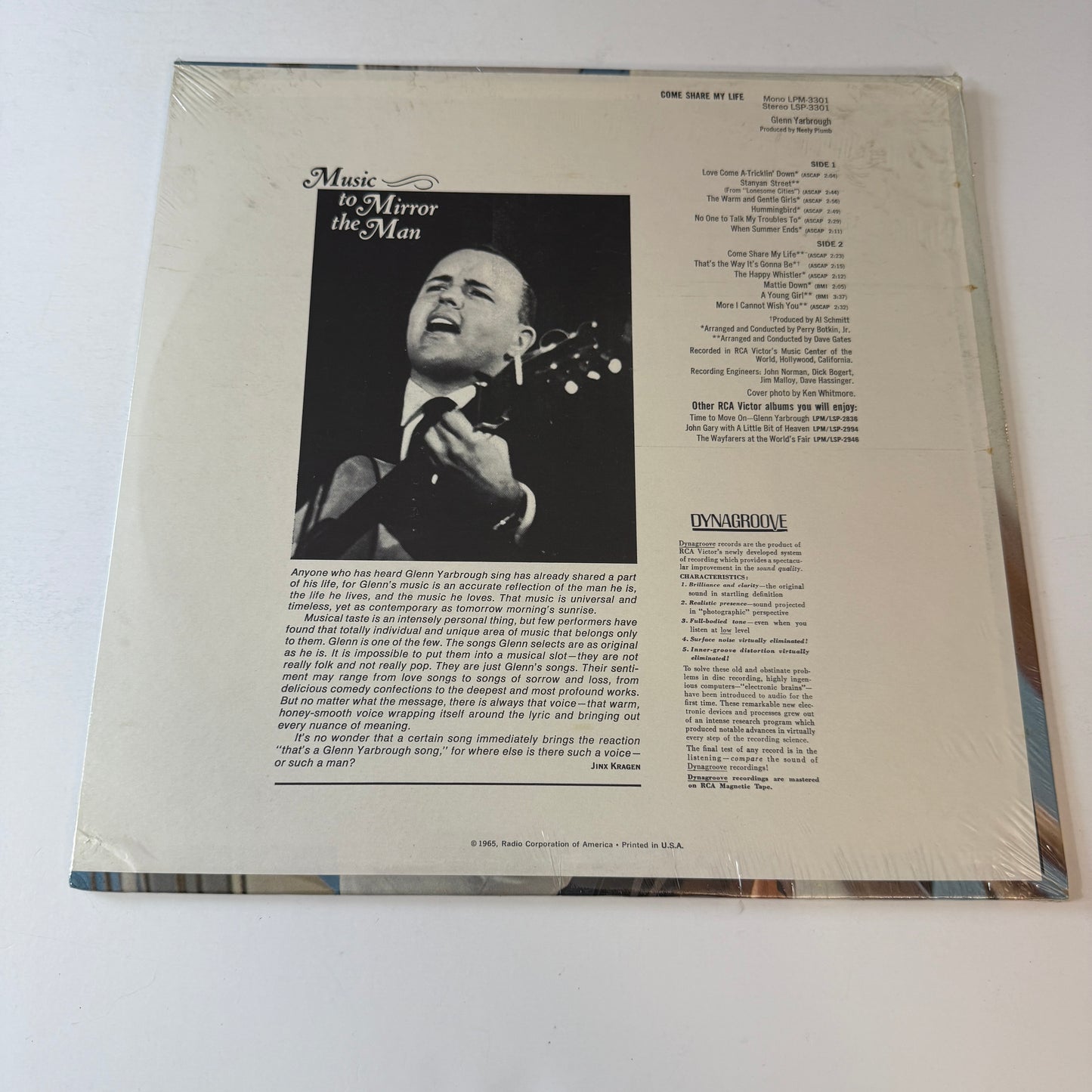 Glenn Yarbrough Come Share My Life New Vinyl LP M\VG+
