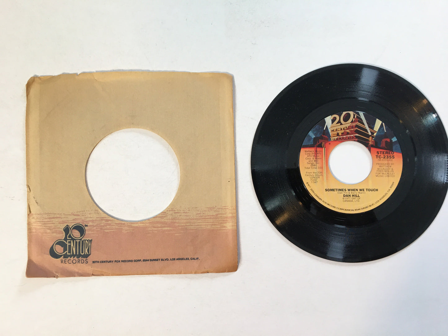 Dan Hill Sometimes When We Touch Used 45 RPM 7" Vinyl VG+\VG+ Black