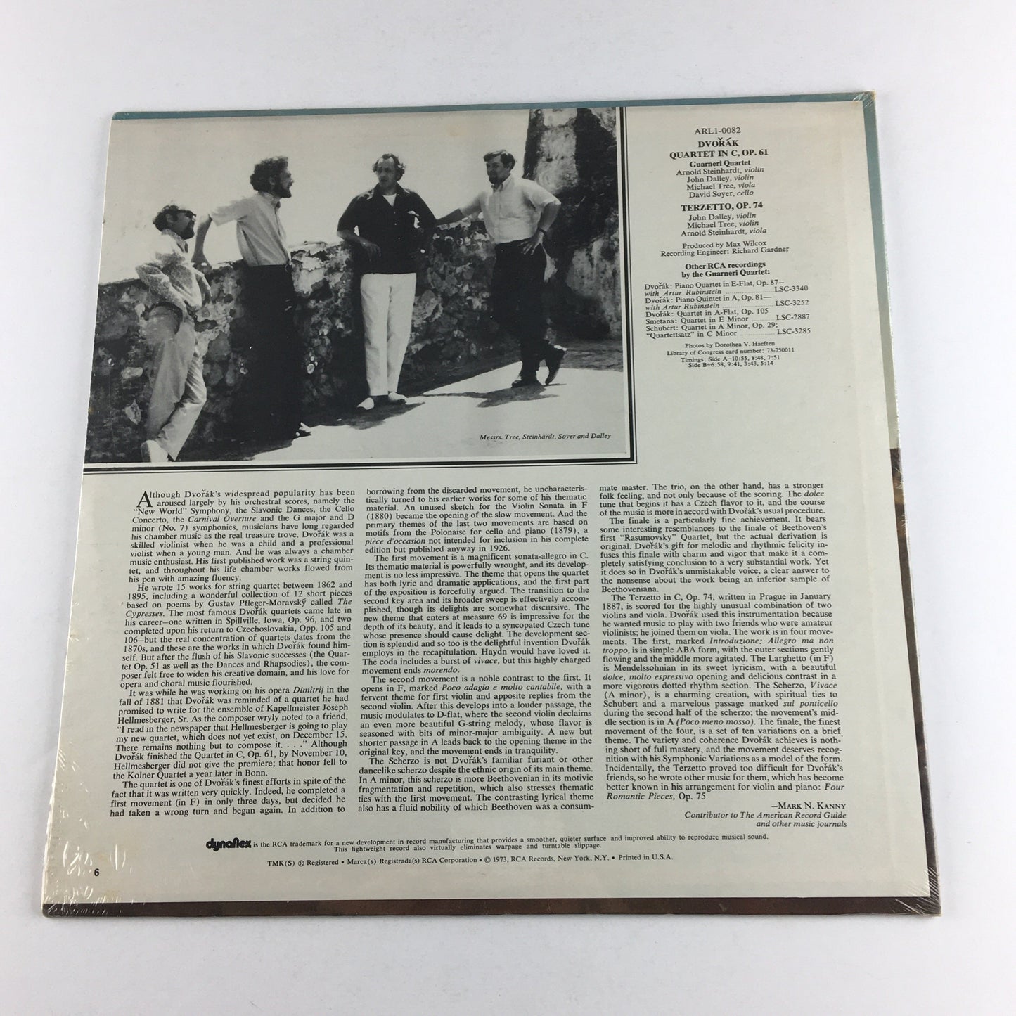 Dvorak Guarneri Quartet In C Op. 61 Terzetto Op. 74 New Vinyl LP M\NM