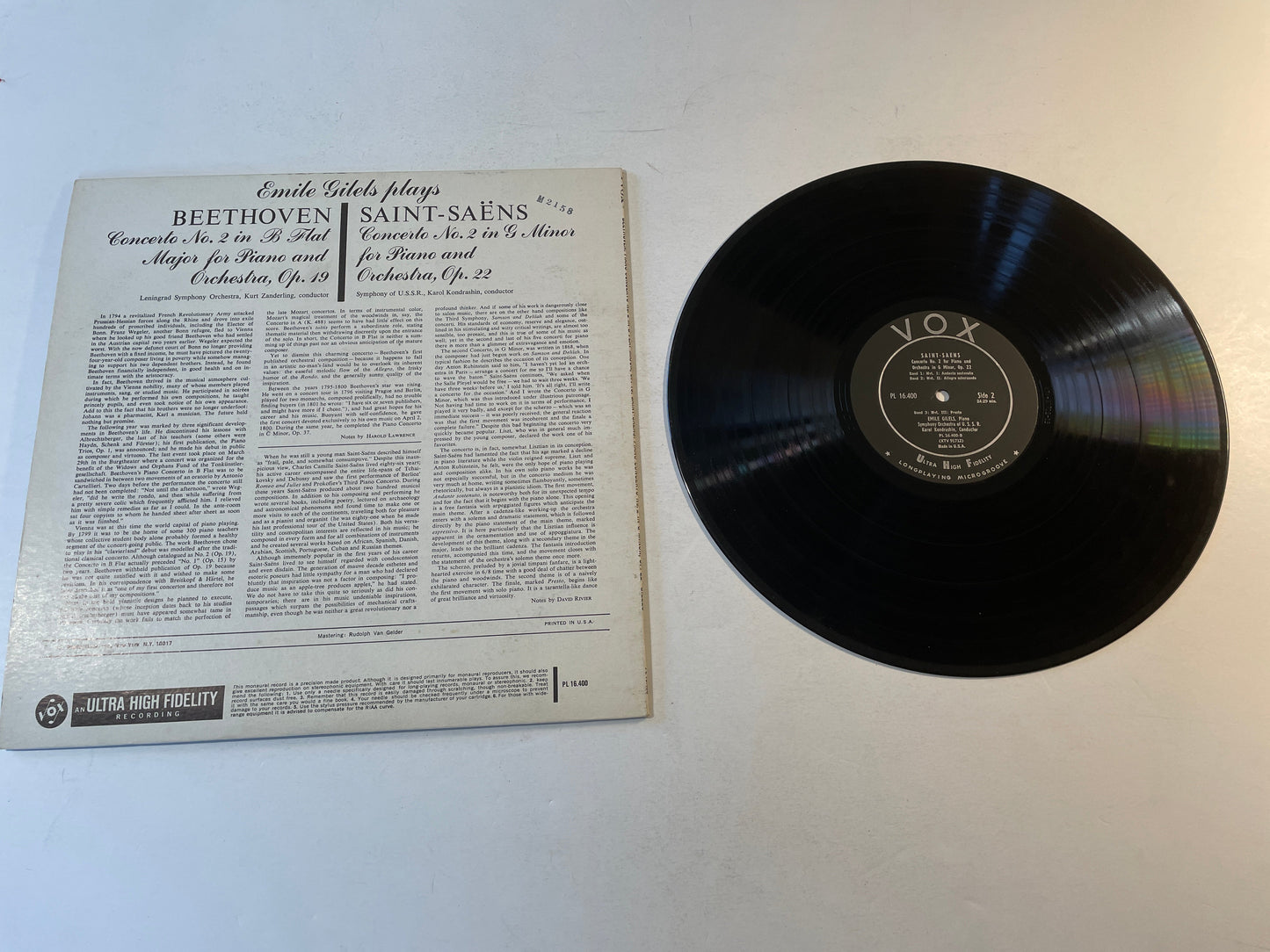 Emil Gilels Beethoven Piano Concerto No. 2 Saint-Saëns Used Vinyl LP VG+\VG+ Black