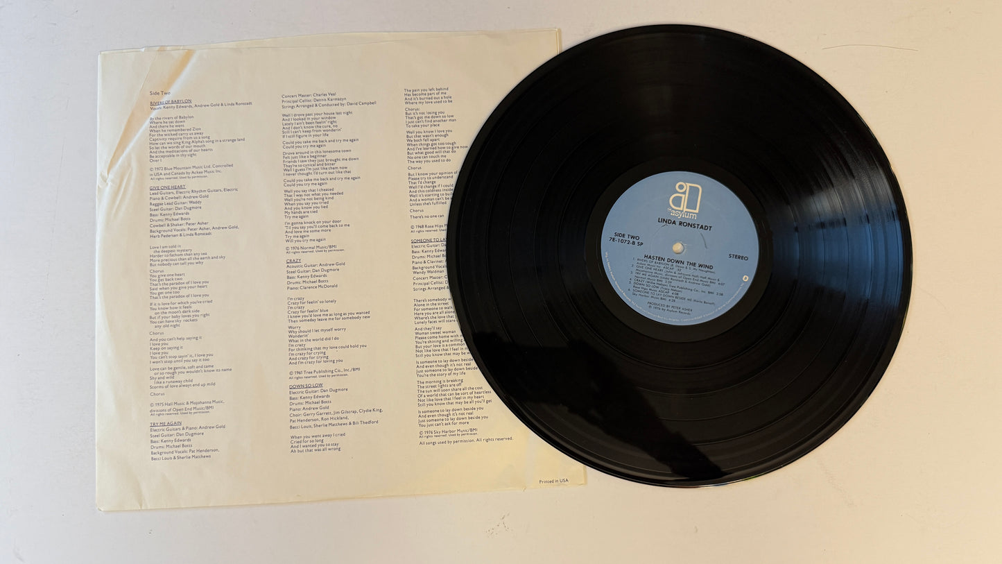 Linda Ronstadt Hasten Down The Wind Used Vinyl LP VG+\VG