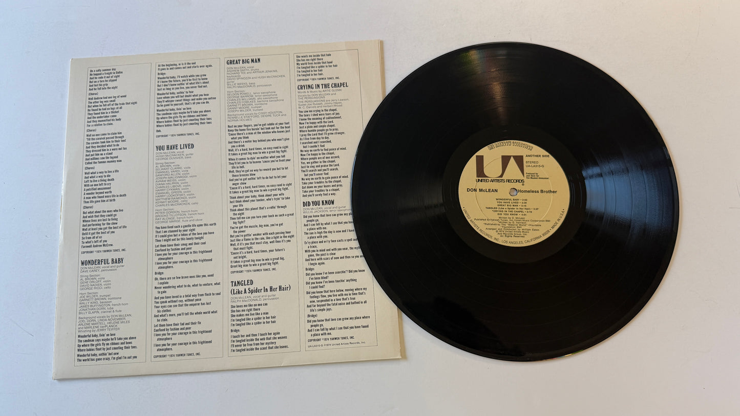 Don McLean Homeless Brother Used Vinyl LP VG+\VG
