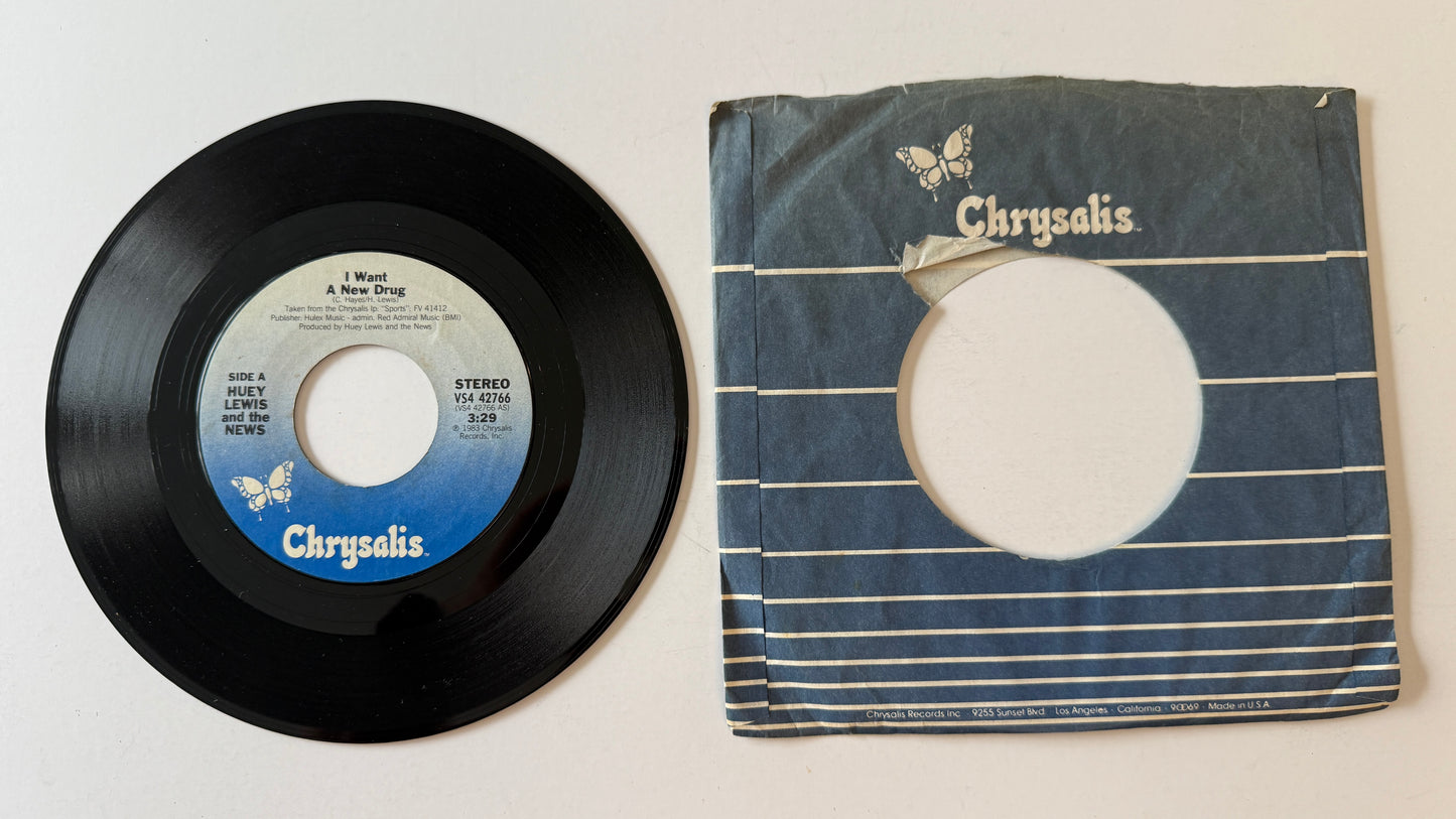 Huey Lewis & The News I Want A New Drug Used 45 RPM 7" Vinyl VG+\