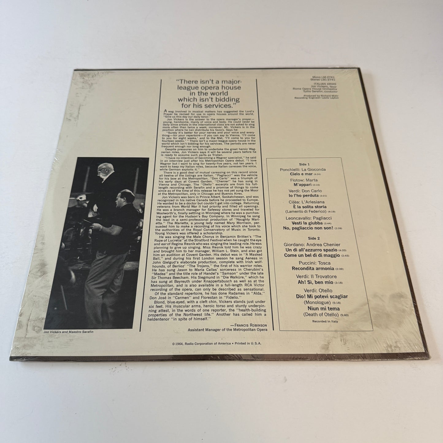 Jon Vickers Italian Arias Used Vinyl LP M\NM