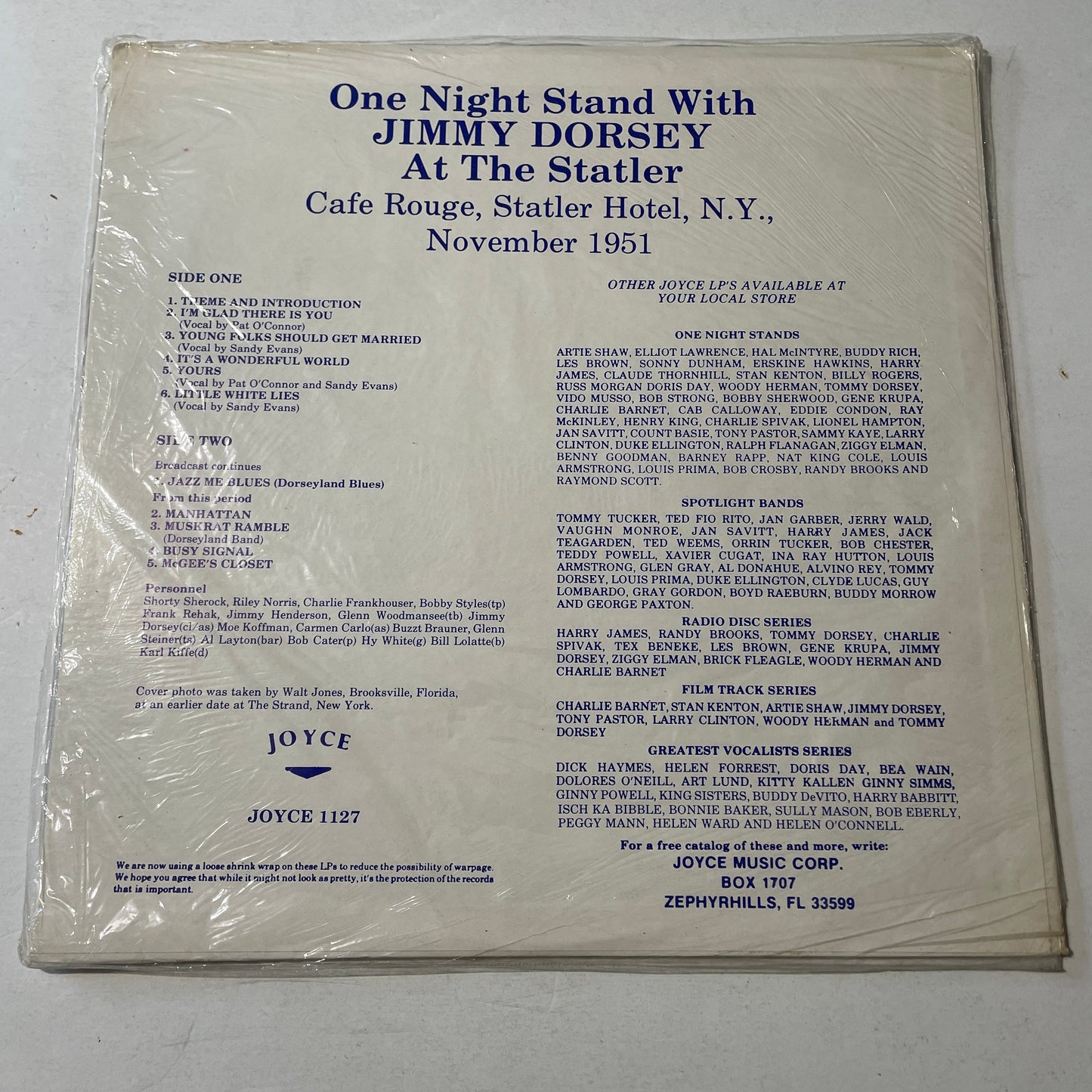 Jimmy Dorsey One Night Stand With Jimmy Dorsey Used Vinyl LP M\VG+ Black
