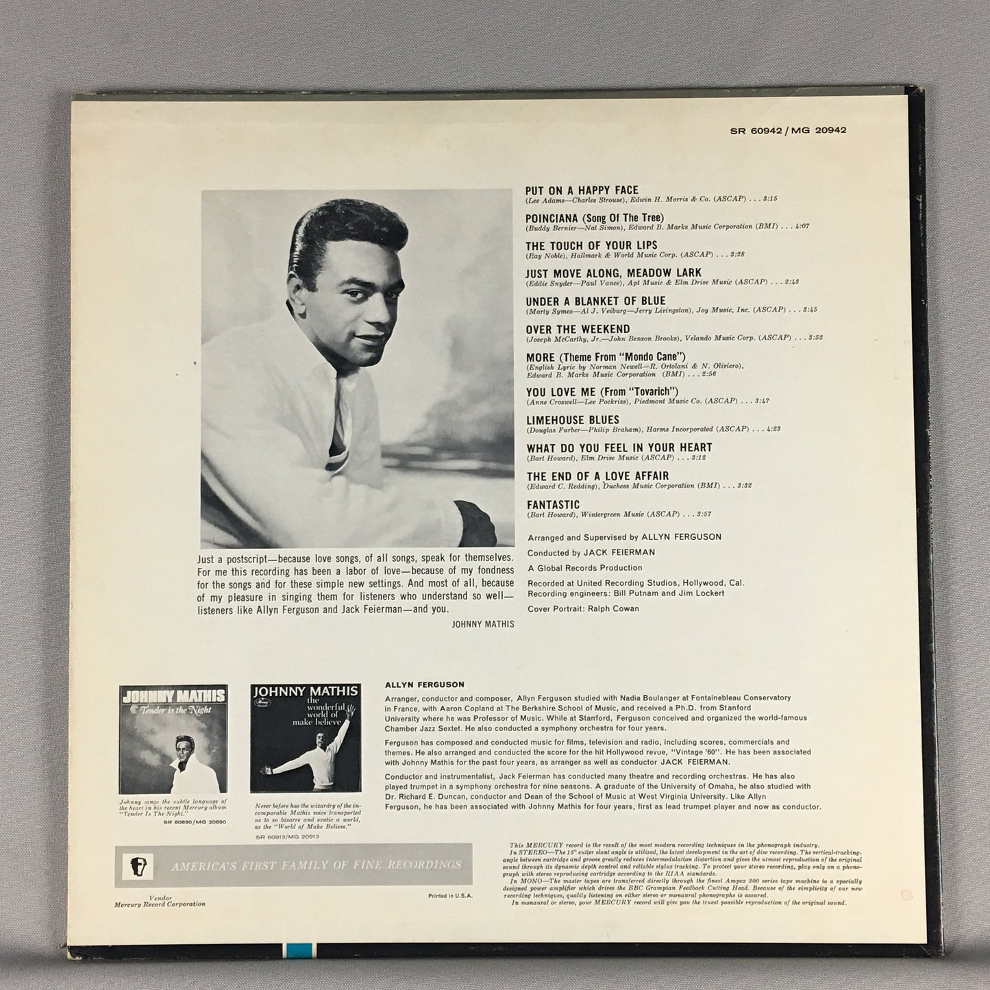 Johnny Mathis This Is Love Orig Press Used Vinyl LP VG+\VG+ Black