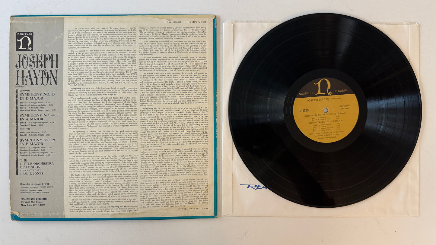 The Little Orchestra Of London Joseph Haydn: Symphony No. 13 In D Major; Symphony No. 64 In A Major; Symphony No. 29 In E Major Used Vinyl LP VG+\VG