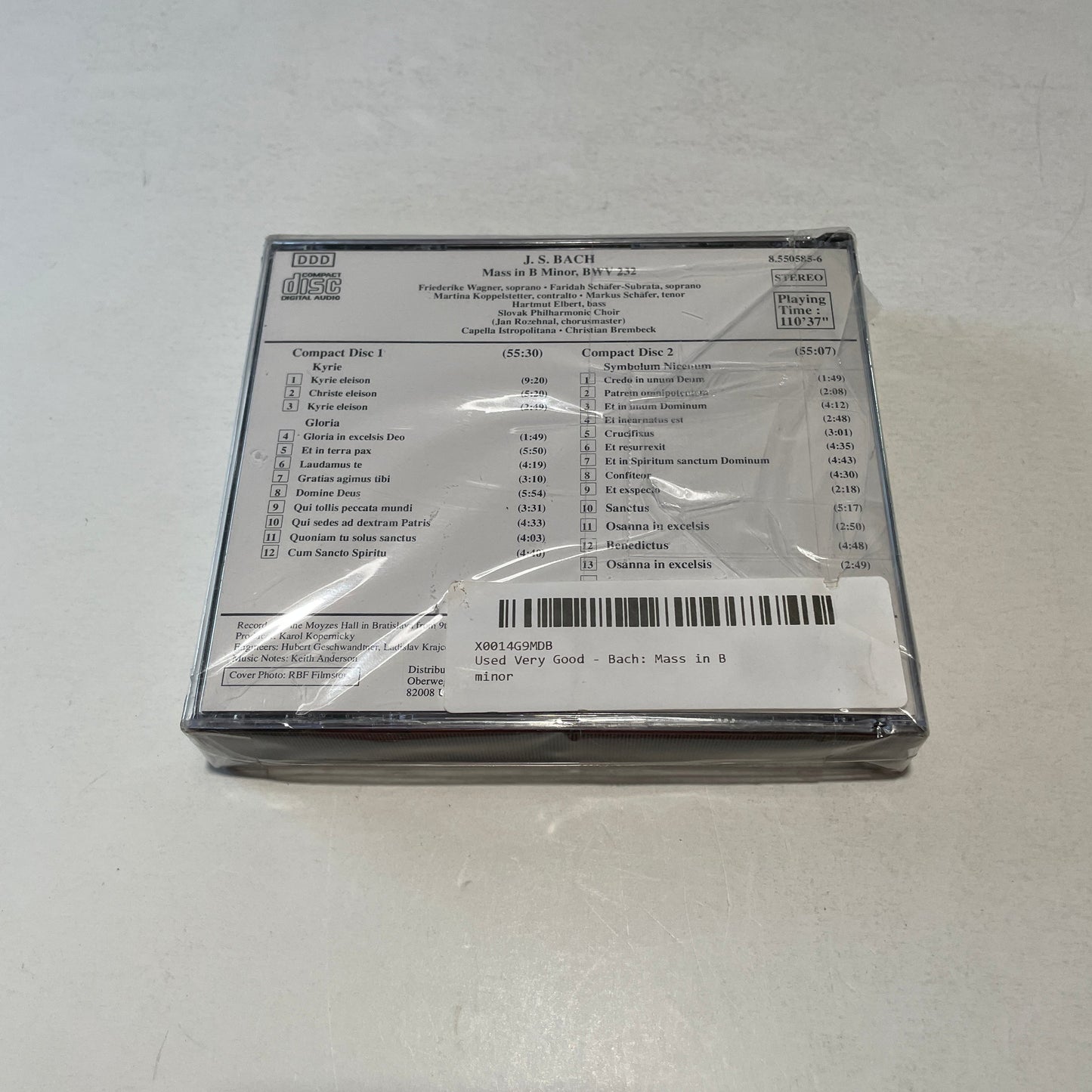 J.S. Bach Bach Mass In B Minor Used 2CD VG+\VG+ Silver
