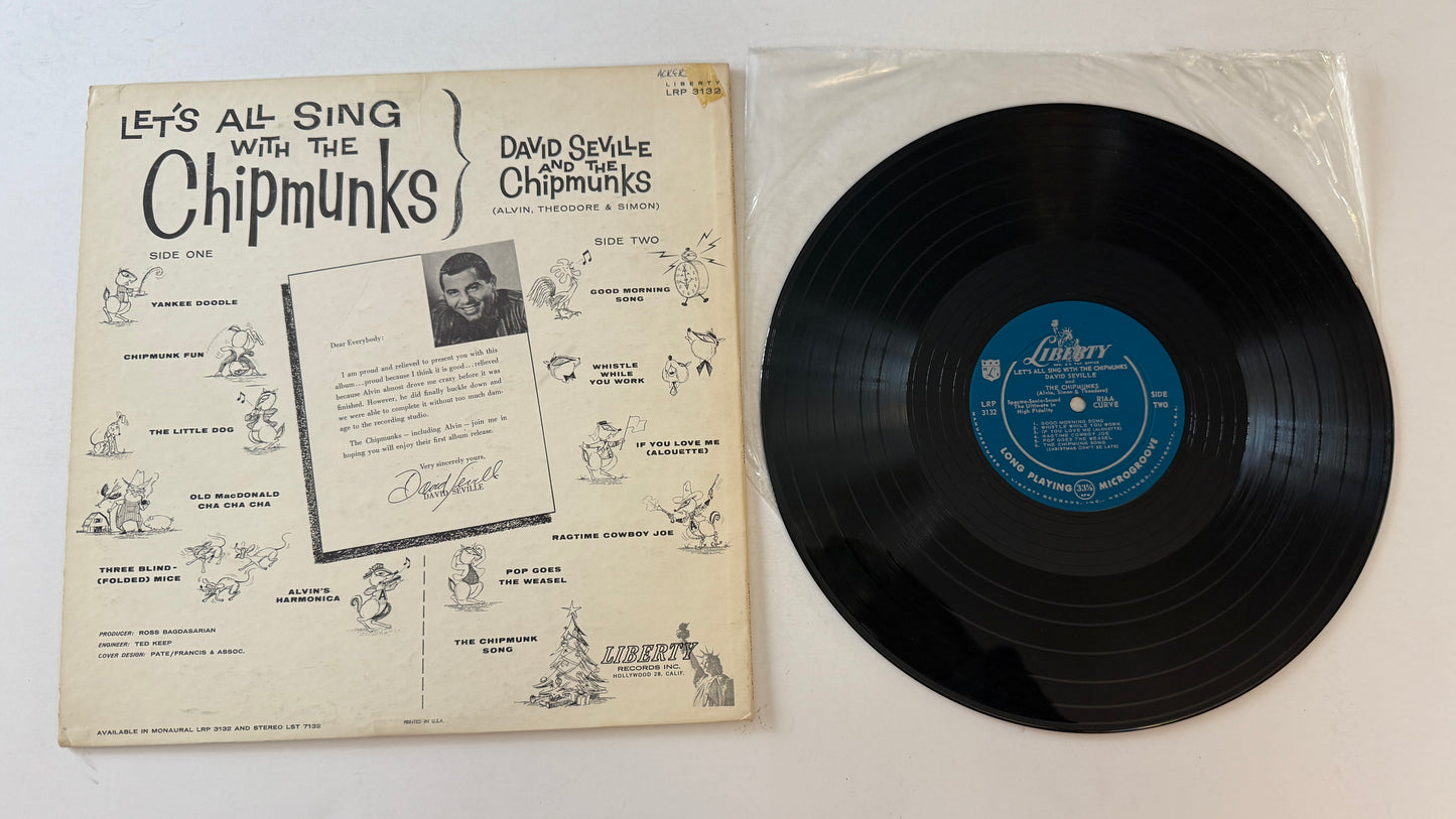 David Seville Let's All Sing With The Chipmunks Used Vinyl LP VG+\VG