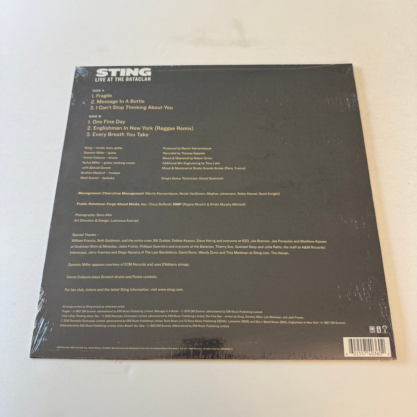 Sting Live At The Bataclan New Vinyl LP M\M