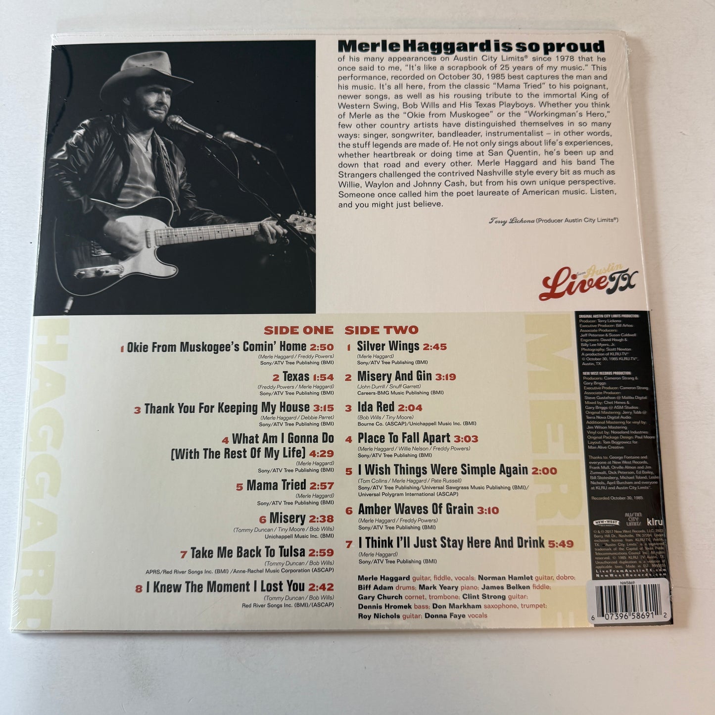 Merle Haggard Live From Austin TX New Vinyl LP M\M