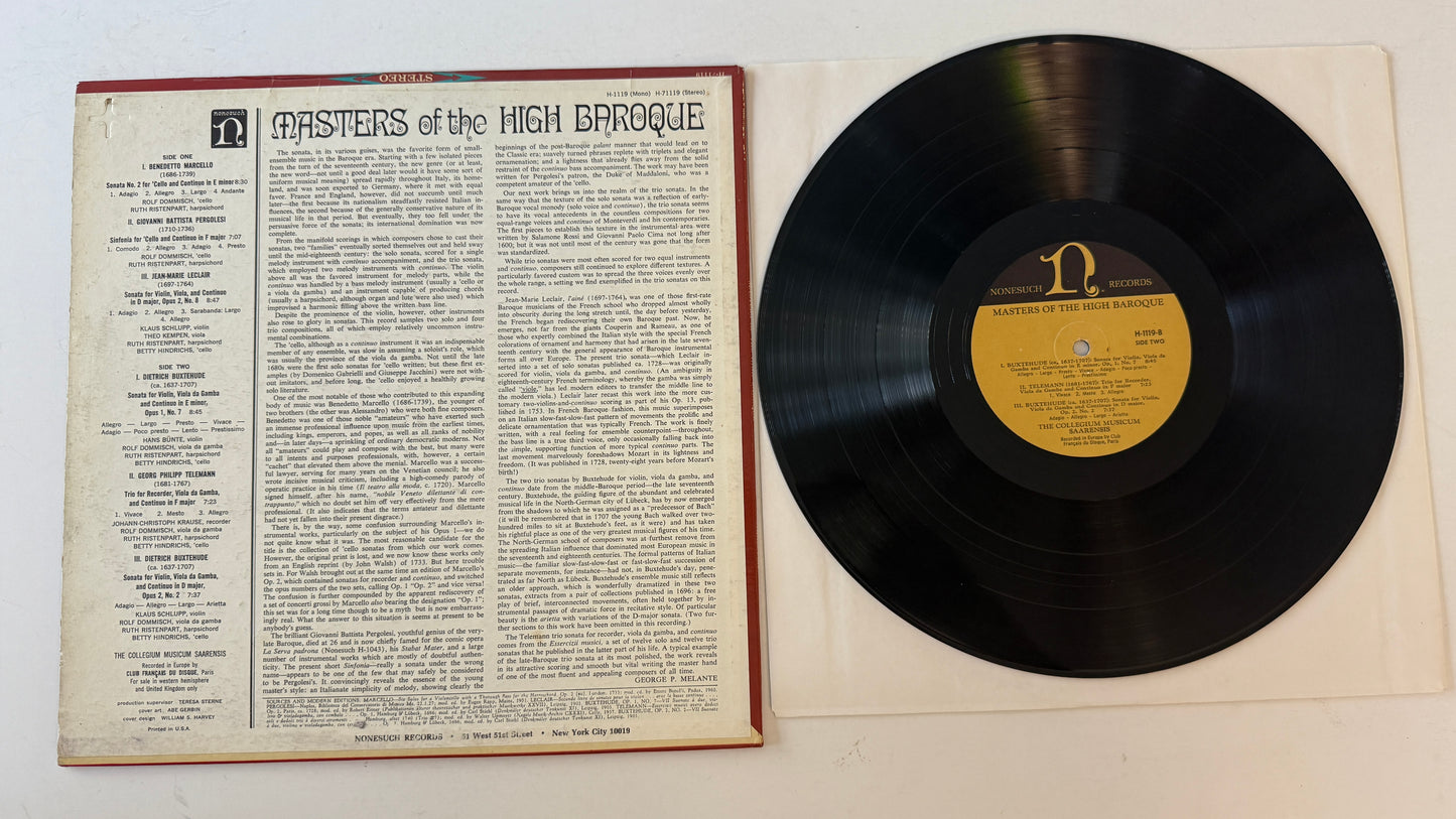 Collegium Musicum Saarensis Masters Of The High Baroque Used Vinyl LP VG+\VG+