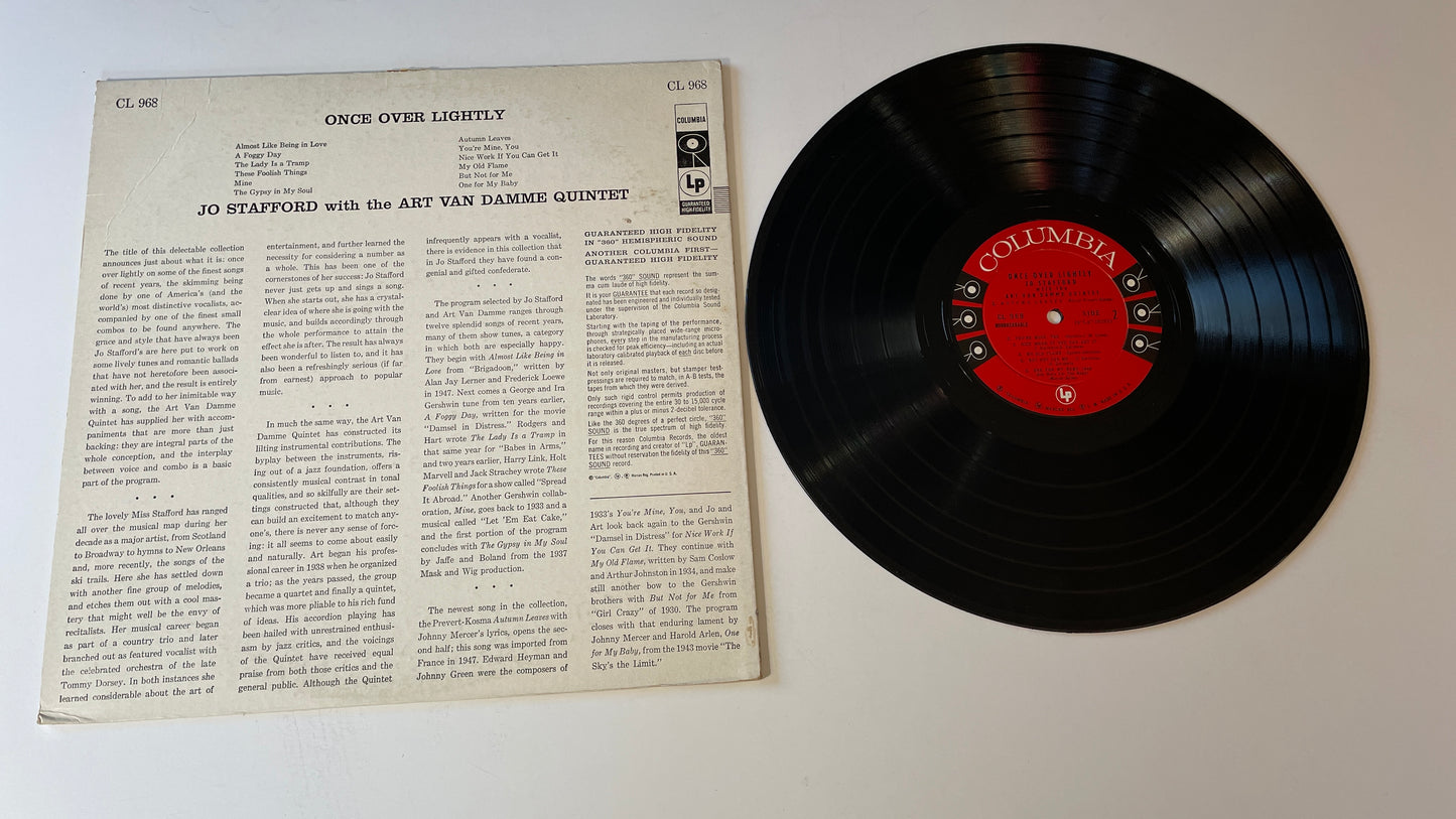 Jo Stafford With The Art Van Damme Quintet Once Over Lightly Used Vinyl LP VG+\VG+