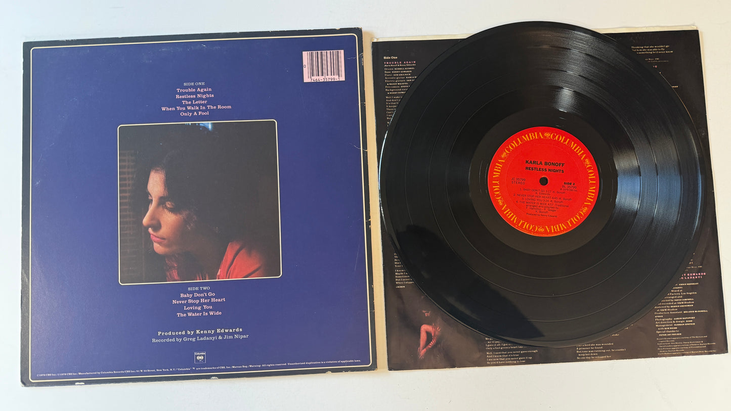 Karla Bonoff Restless Nights Used Vinyl LP VG+\VG