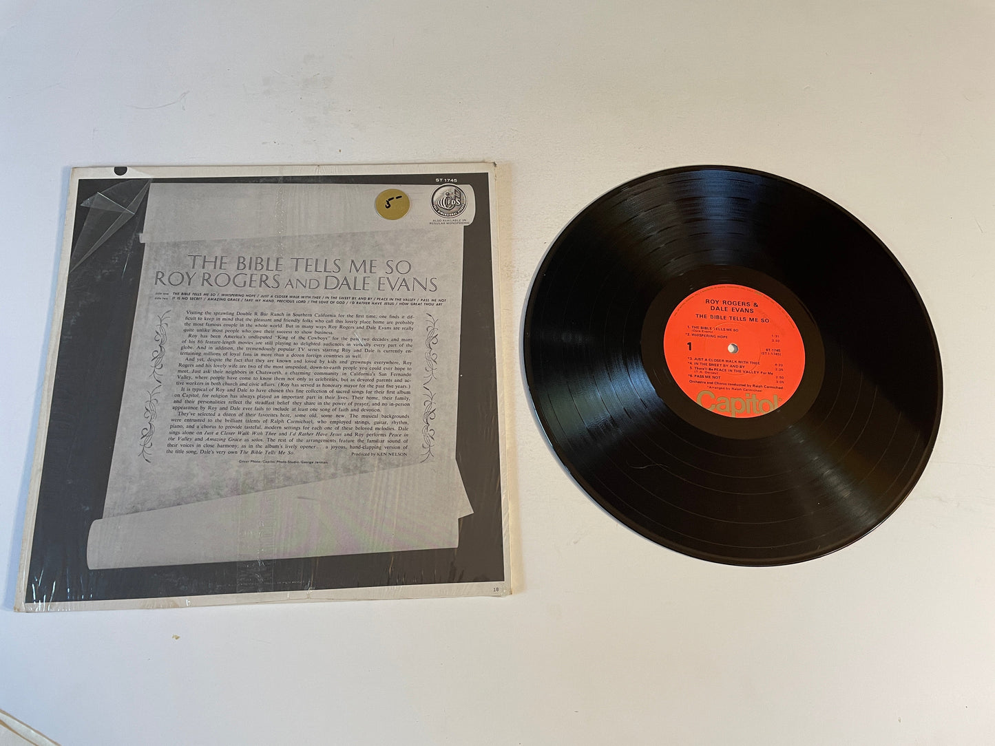 Roy Rogers And Dale Evans The Bible Tells Me So Used Vinyl LP VG+\VG+ Black