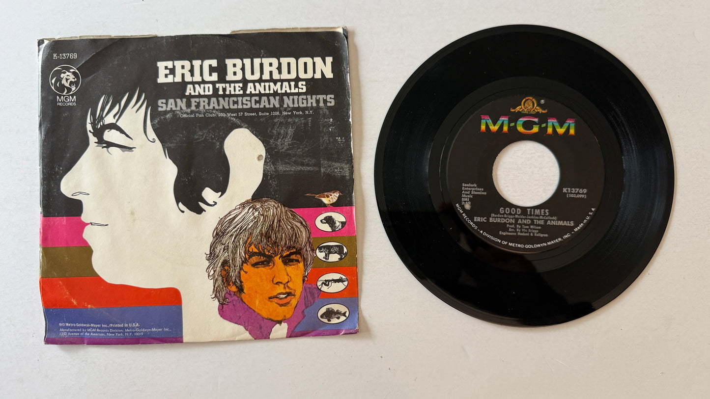 Eric Burdon & The Animals San Franciscan Nights / Good Times Used 45 RPM 7" Vinyl VG+\