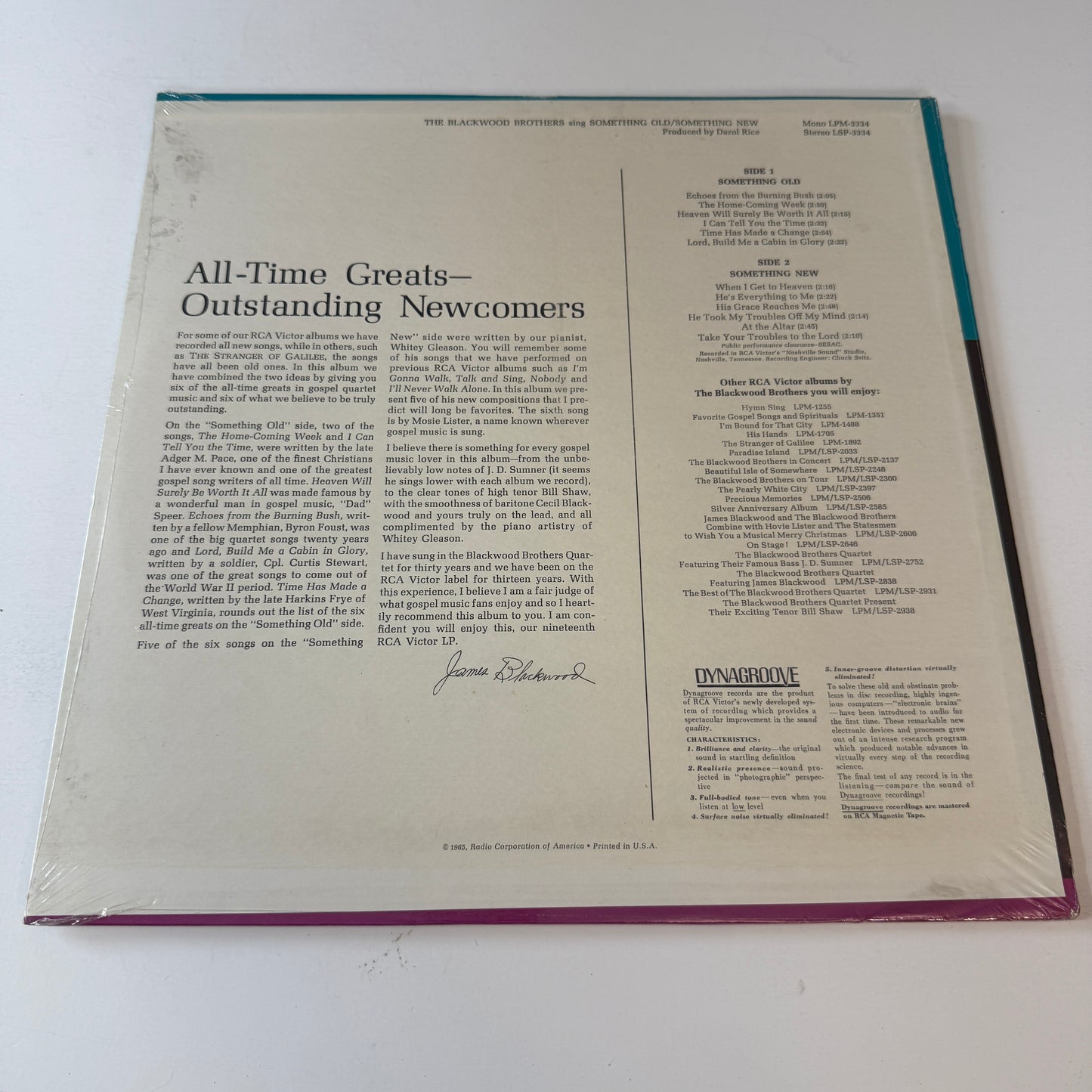 The Blackwood Brothers Quartet Sing Something Old Sing Something New New Vinyl LP M\VG+