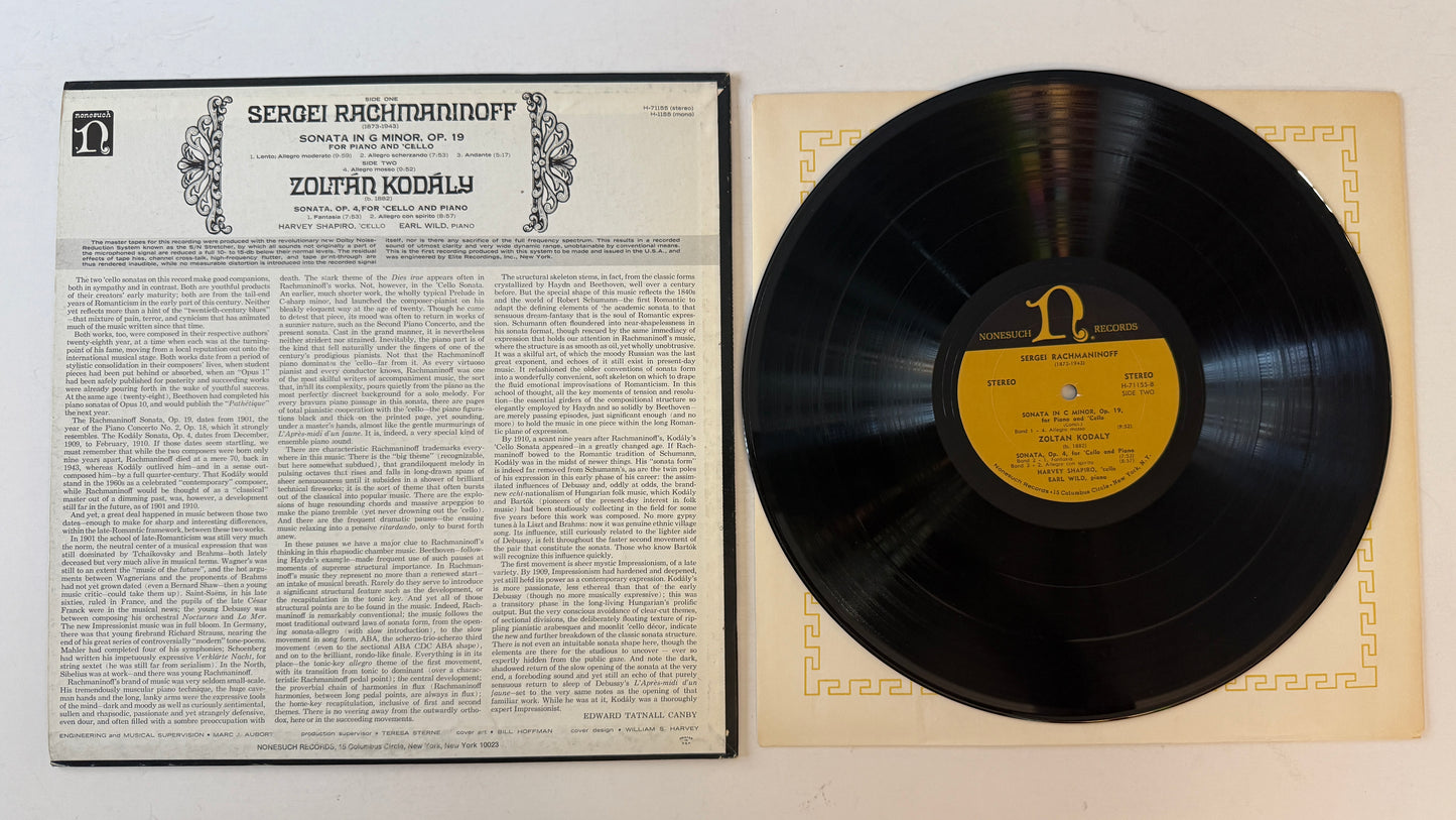 Sergei Rachmaninoff Sonata In G Minor, Op. 19 For Piano And 'Cello / Sonata, Op. 4 For 'Cello And Piano Used Vinyl LP VG+\VG