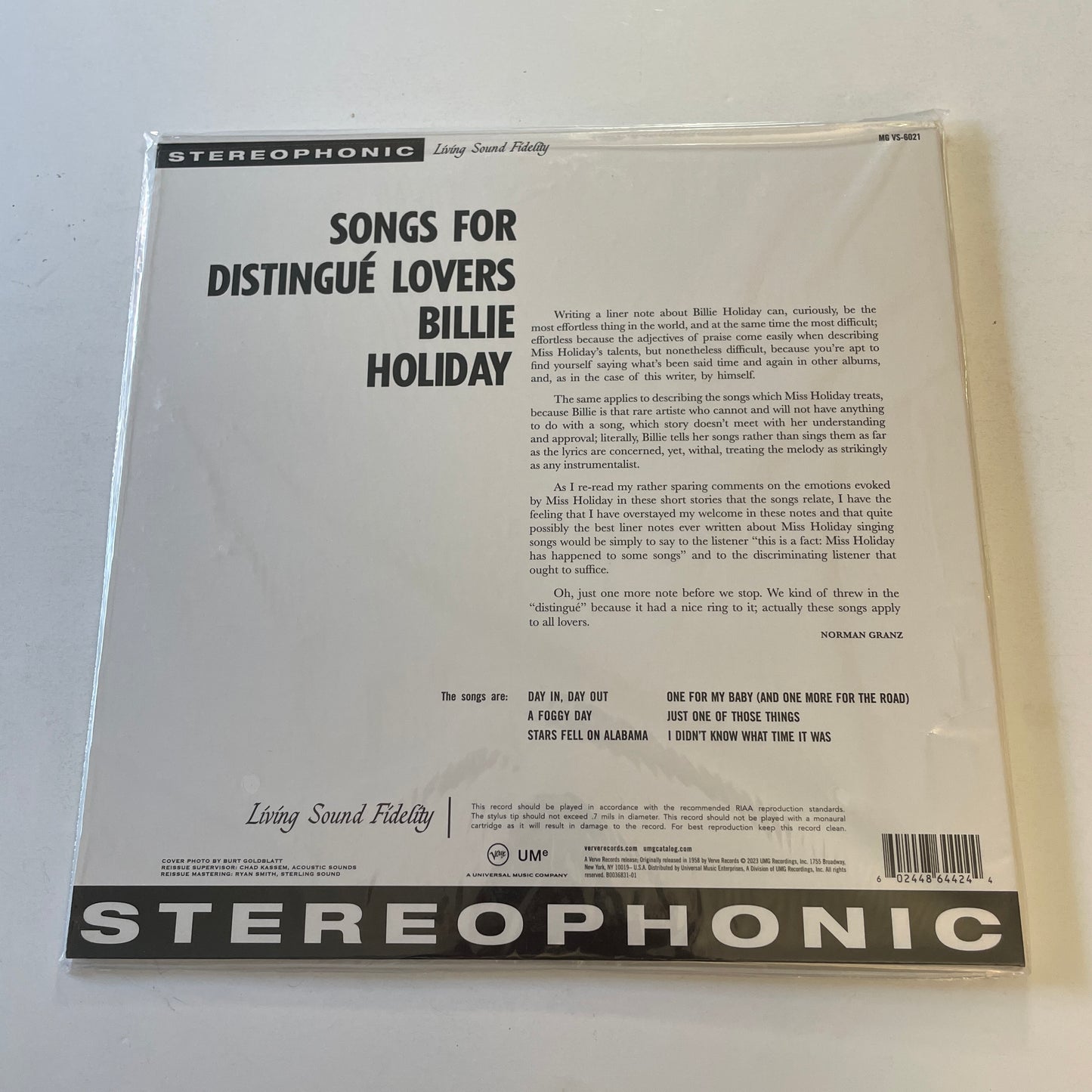 Billie Holiday Songs For Distingué Lovers New Vinyl LP M\M