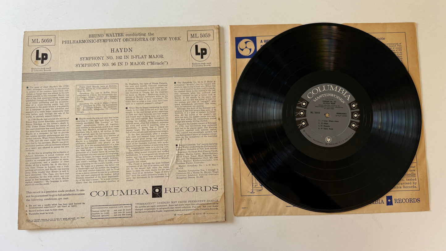 Joseph Haydn Symphony No. 102 In B-Flat Major & Symphony No. 96 In D Major ("Miracle") Used Vinyl LP VG+\VG