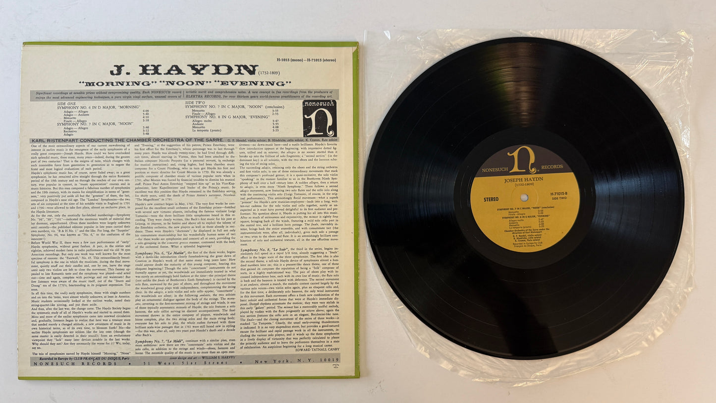 Joseph Haydn Symphony No. 6 "Morning" / Symphony No. 7 "Noon" / Symphony No. 8 "Evening" Used Vinyl LP VG+\VG+