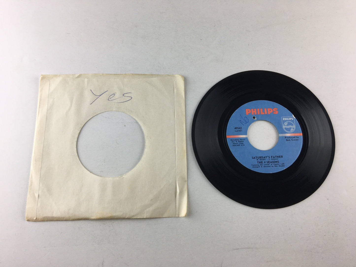 The Four Seasons Saturday's Father / Goodbye Girl Used 45 RPM 7" Vinyl VG+\VG Black