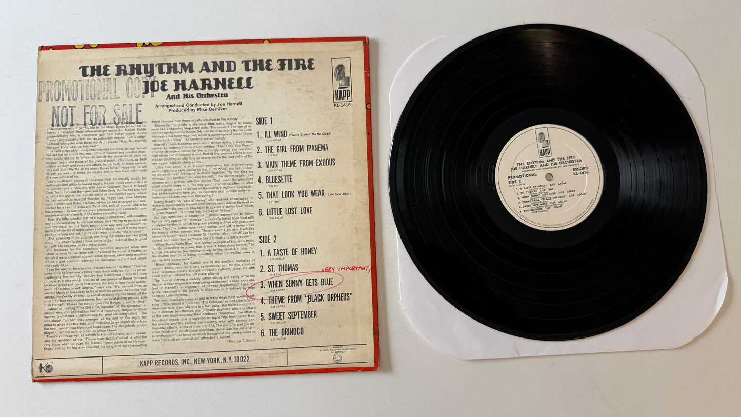 Joe Harnell The Rhythm And The Fire Used Vinyl LP VG\VG