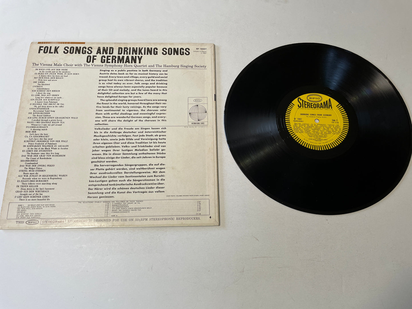 The Vienna Male Choir Folk Songs And Drinking Songs From Germany Used Vinyl LP VG+\VG Black