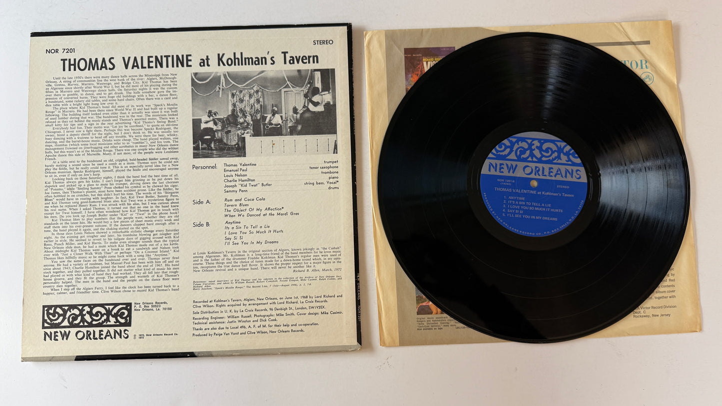 Kid Thomas Valentine Thomas Valentine At Kohlman's Tavern Used Vinyl LP VG+\VG