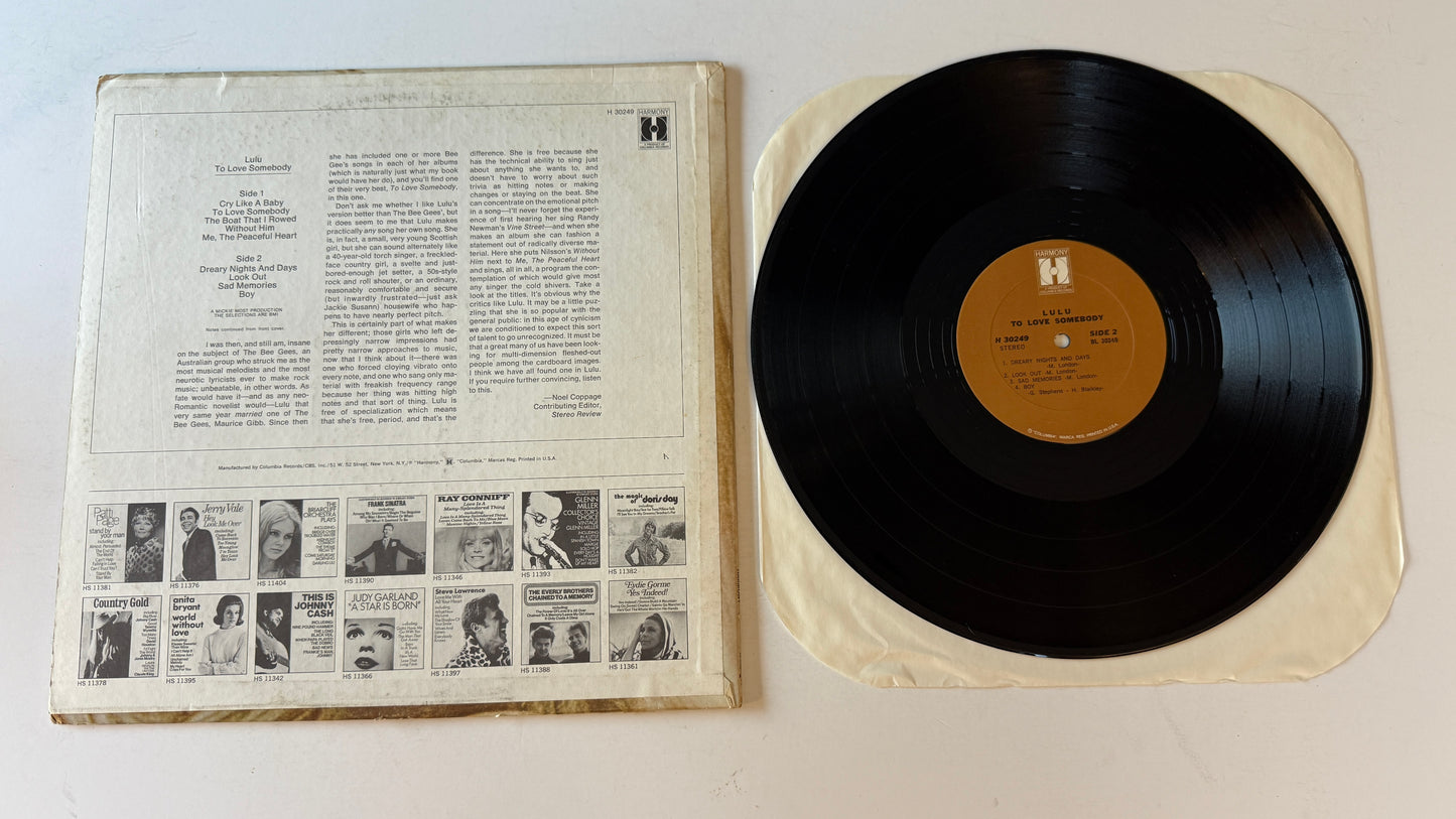 Lulu To Love Somebody Used Vinyl LP VG+\VG
