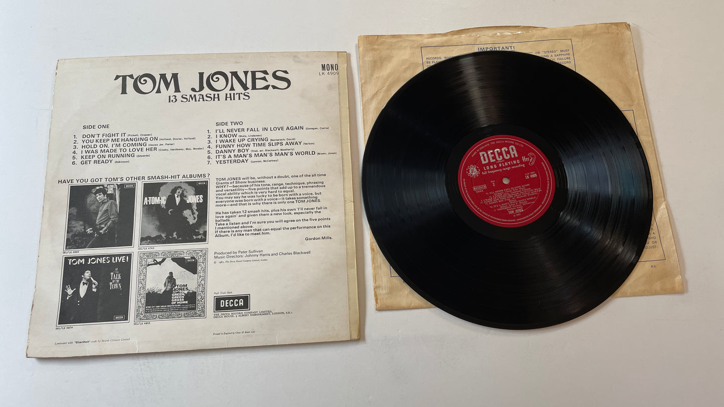 Tom Jones 13 Smash Hits Used Vinyl LP VG+\VG