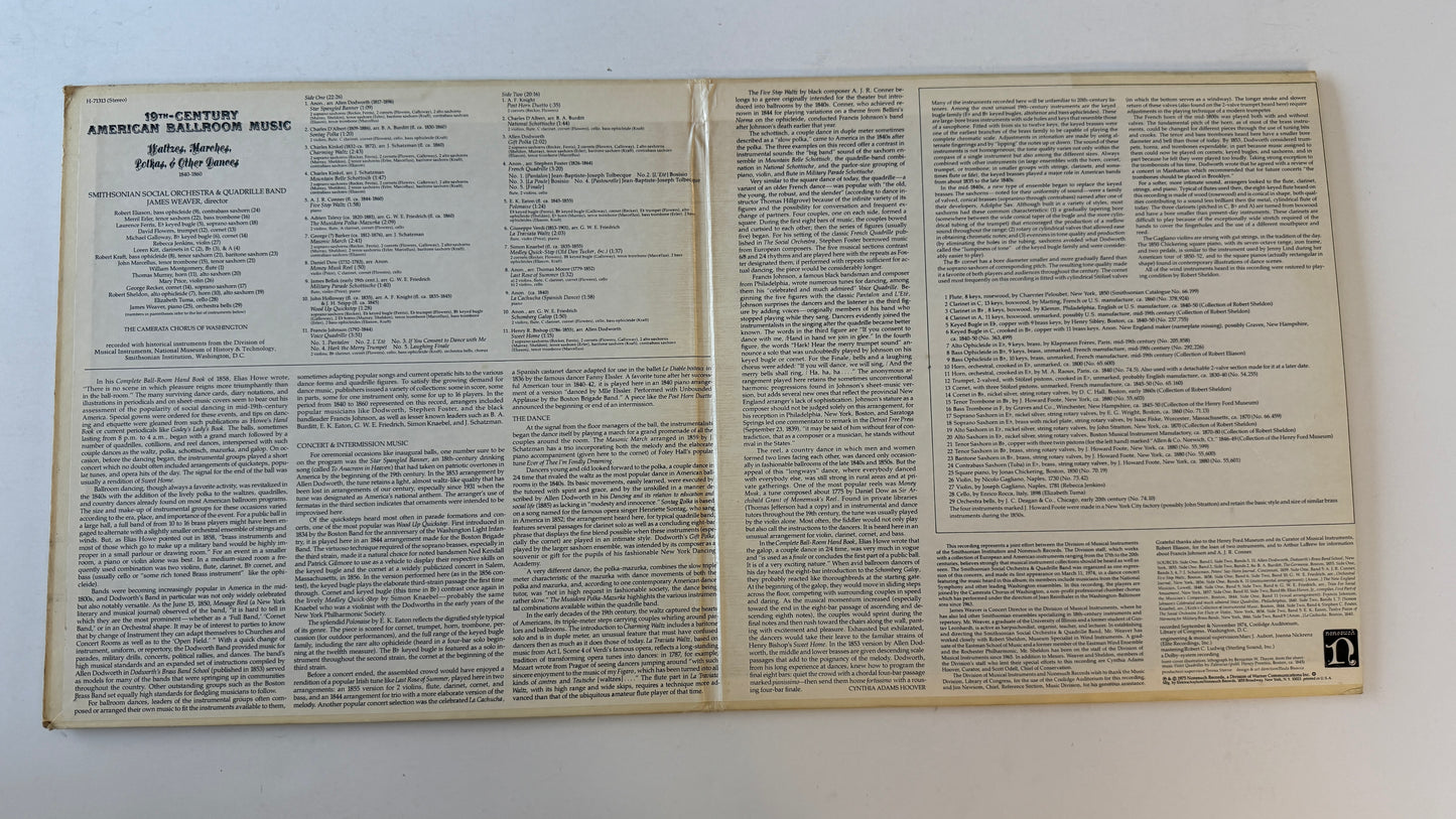 Smithsonian Social Orchestra & Quadrille Band 19th Century American Ballroom Music: Waltzes, Marches, Polkas & Other Dances Used Vinyl LP VG+\VG