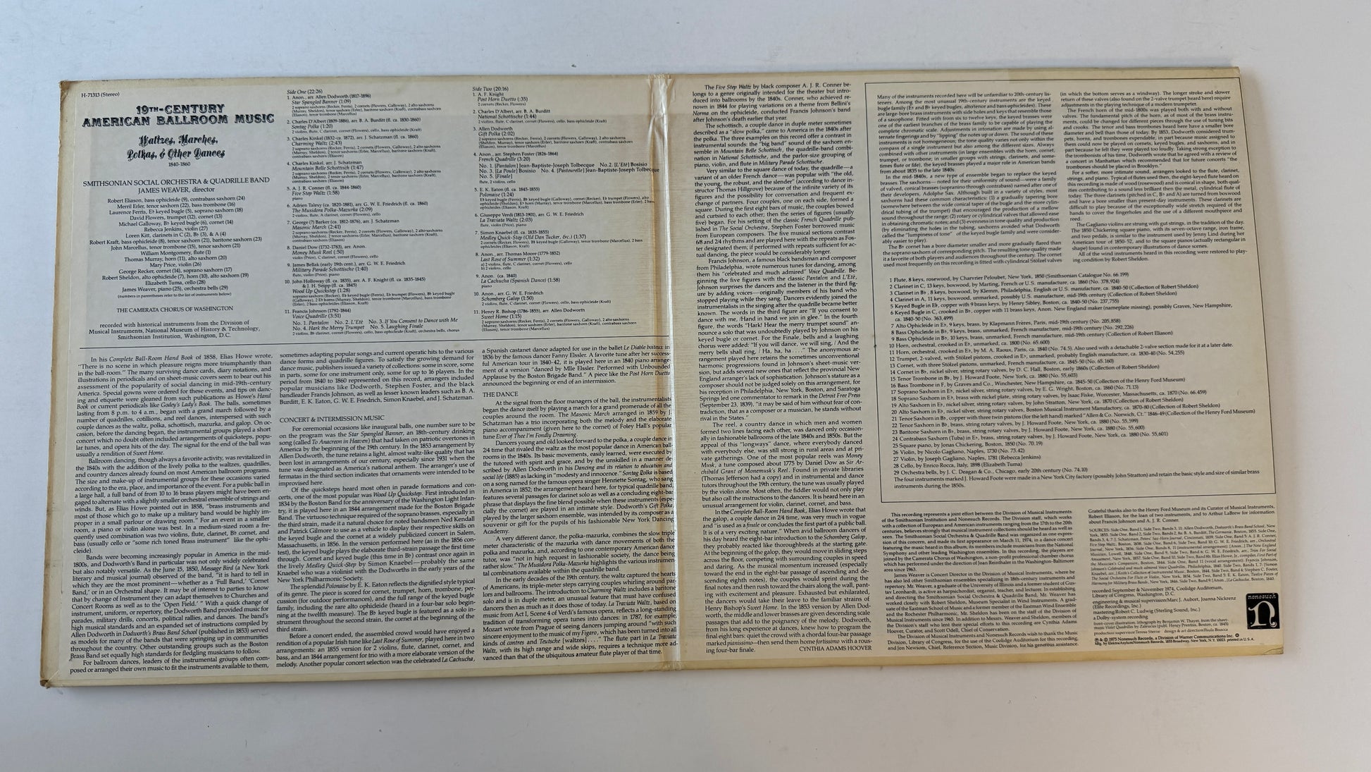 Smithsonian Social Orchestra & Quadrille Band 19th Century American Ballroom Music: Waltzes, Marches, Polkas & Other Dances Used Vinyl LP VG+\VG