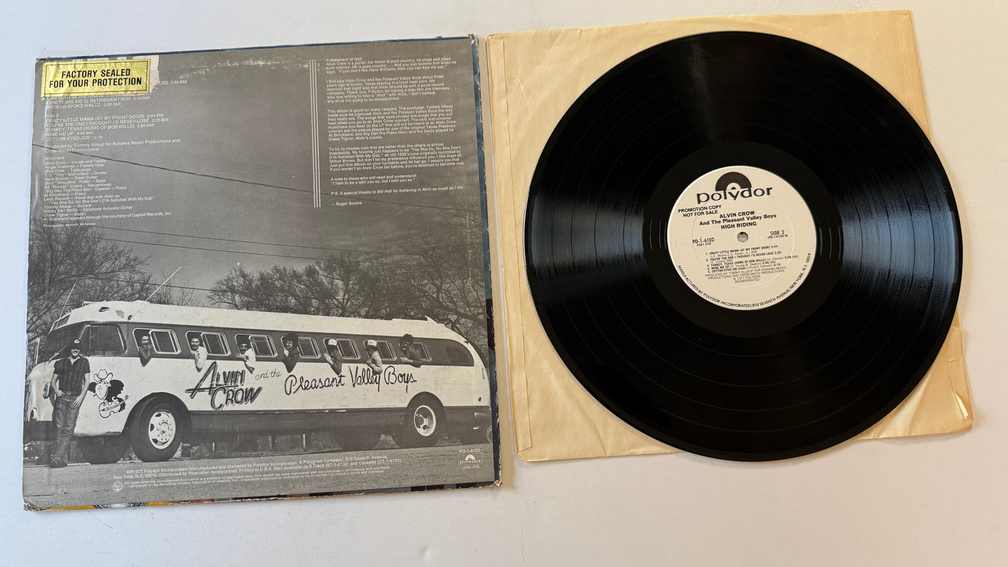 Alvin Crow And The Pleasant Valley Boys High Riding Used Vinyl LP VG+\VG
